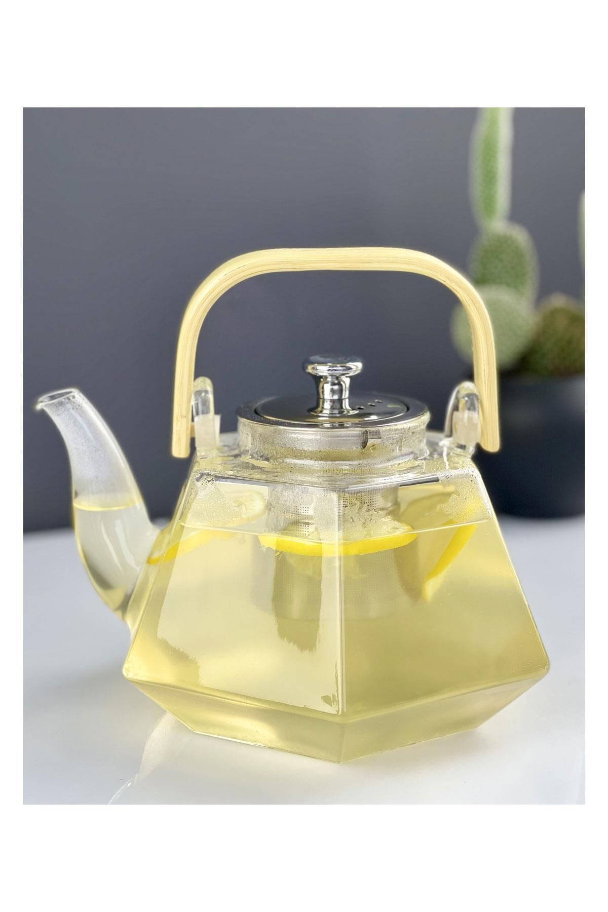 AROW Lüx Borosilikat Bambu Saplı 1500 Ml Özel Tasarım Demlik