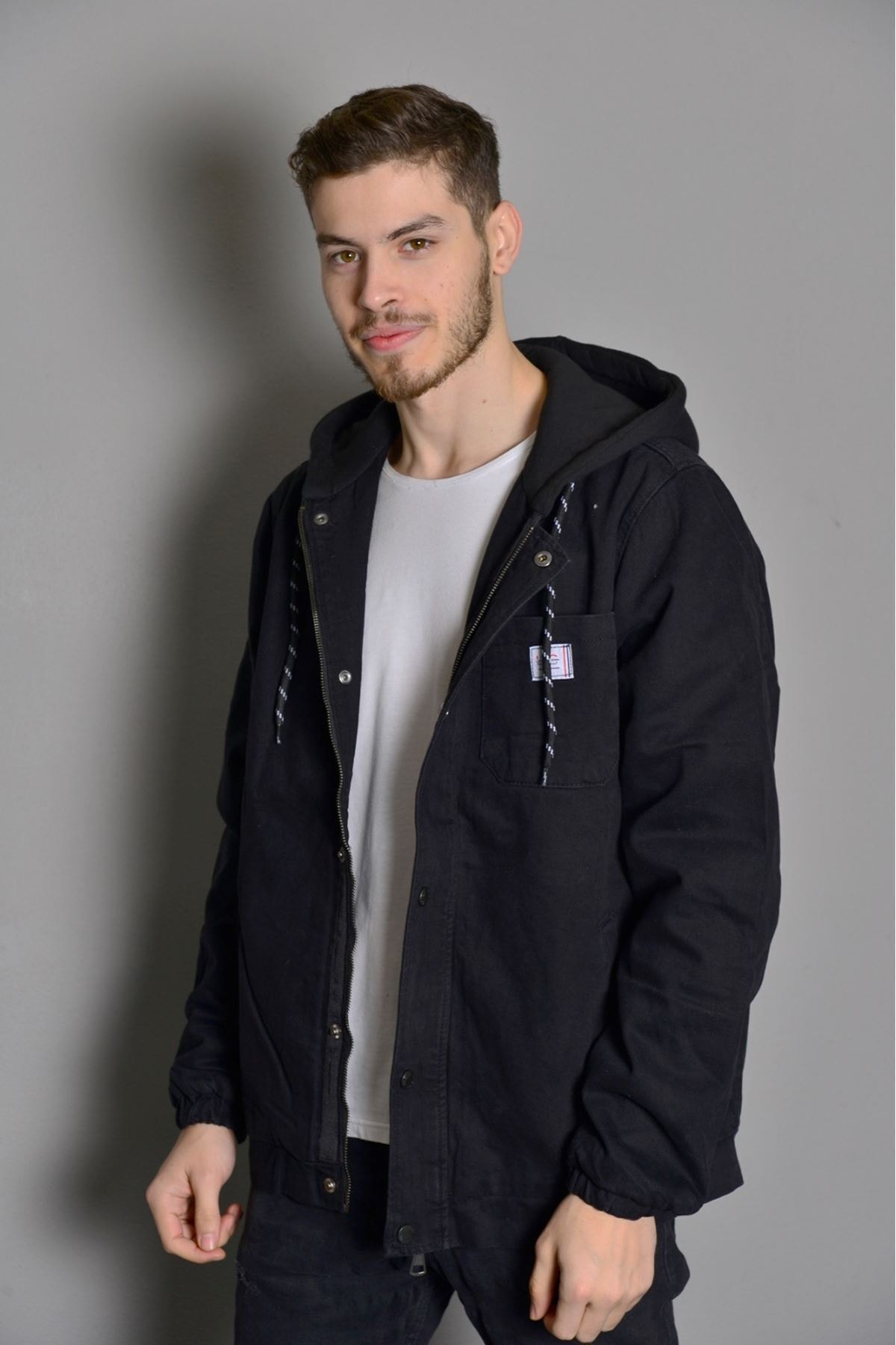 LTC Jeans Siyah Erkek Fermuarlı Kapüşonlu Oversize Kot Ceket