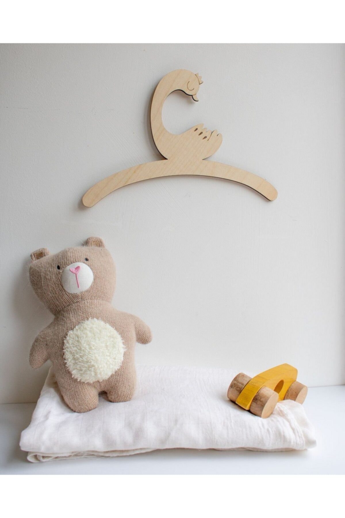 BenanCW 3'lü Set Çocuk & Bebek Elbise Askısı - Ahşap Askılık V1