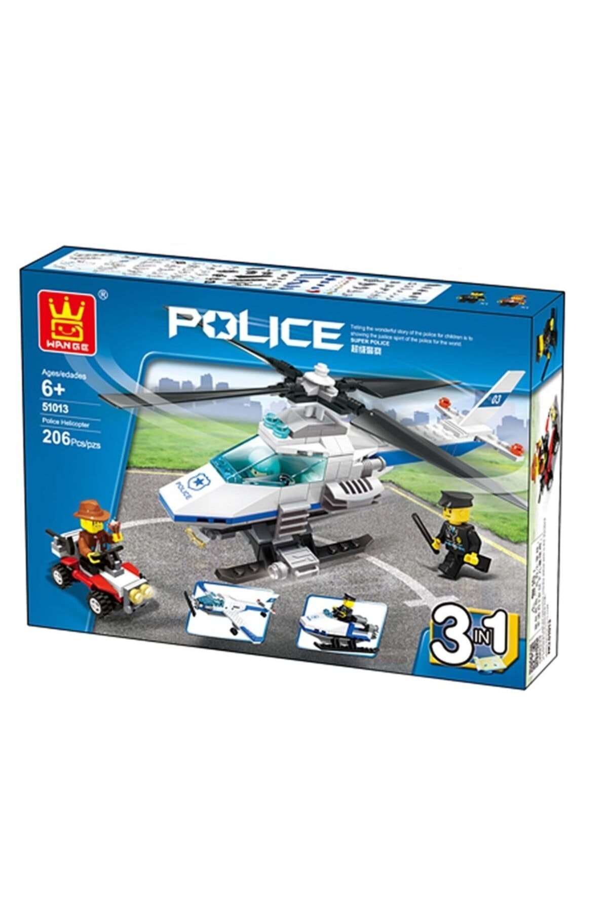 Burnis Toy 7989 Wange Polis Helikopteri 206 Parça 51