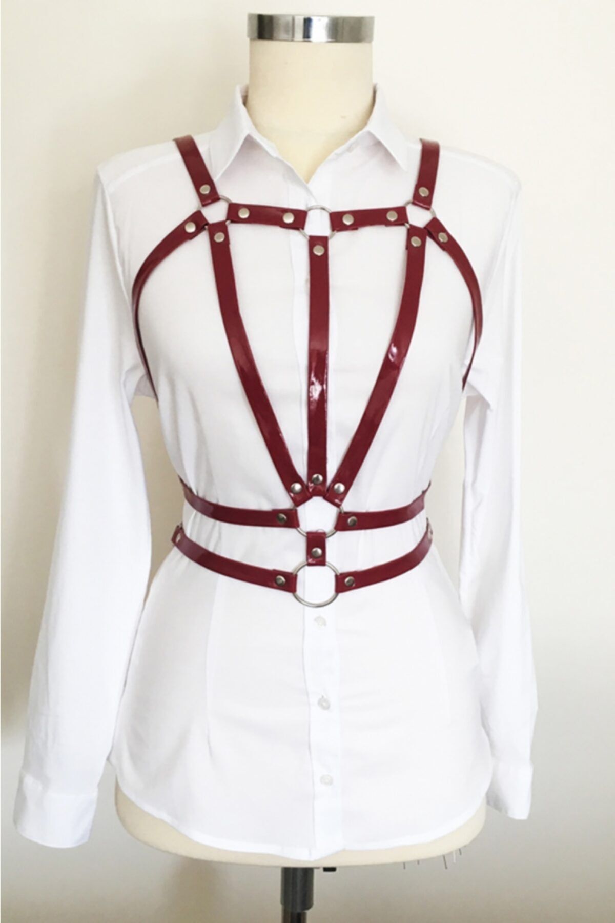 LAUREL DREAM Beli Çift Sıralı Üçgen Deri Harness - Apft114 Hyq