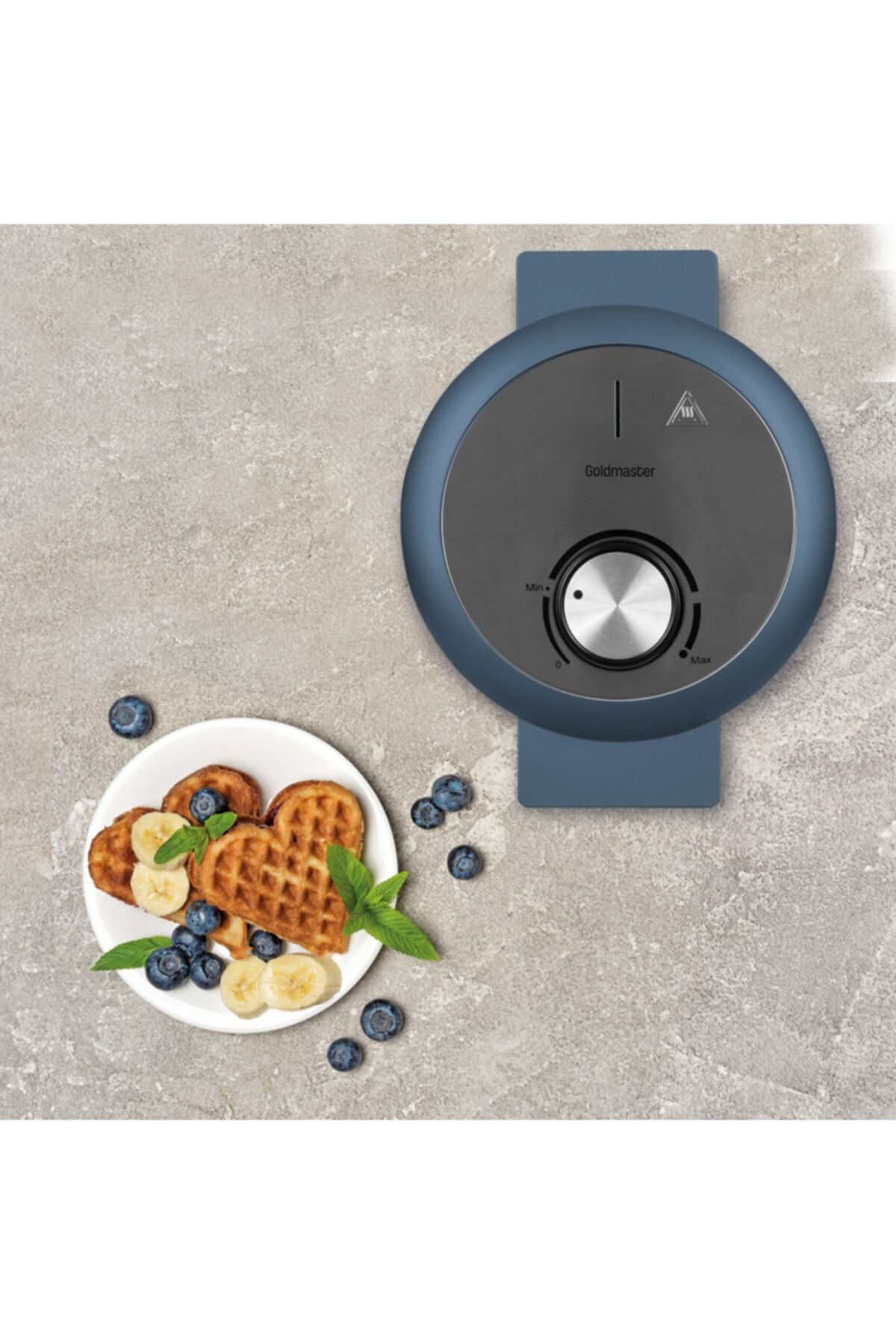 GOLDMASTER Bonbon 1000 W Taşmayı Önleyen Derin Plakalı Isı Korumalı Waffle Makinesi Ege Mavisi