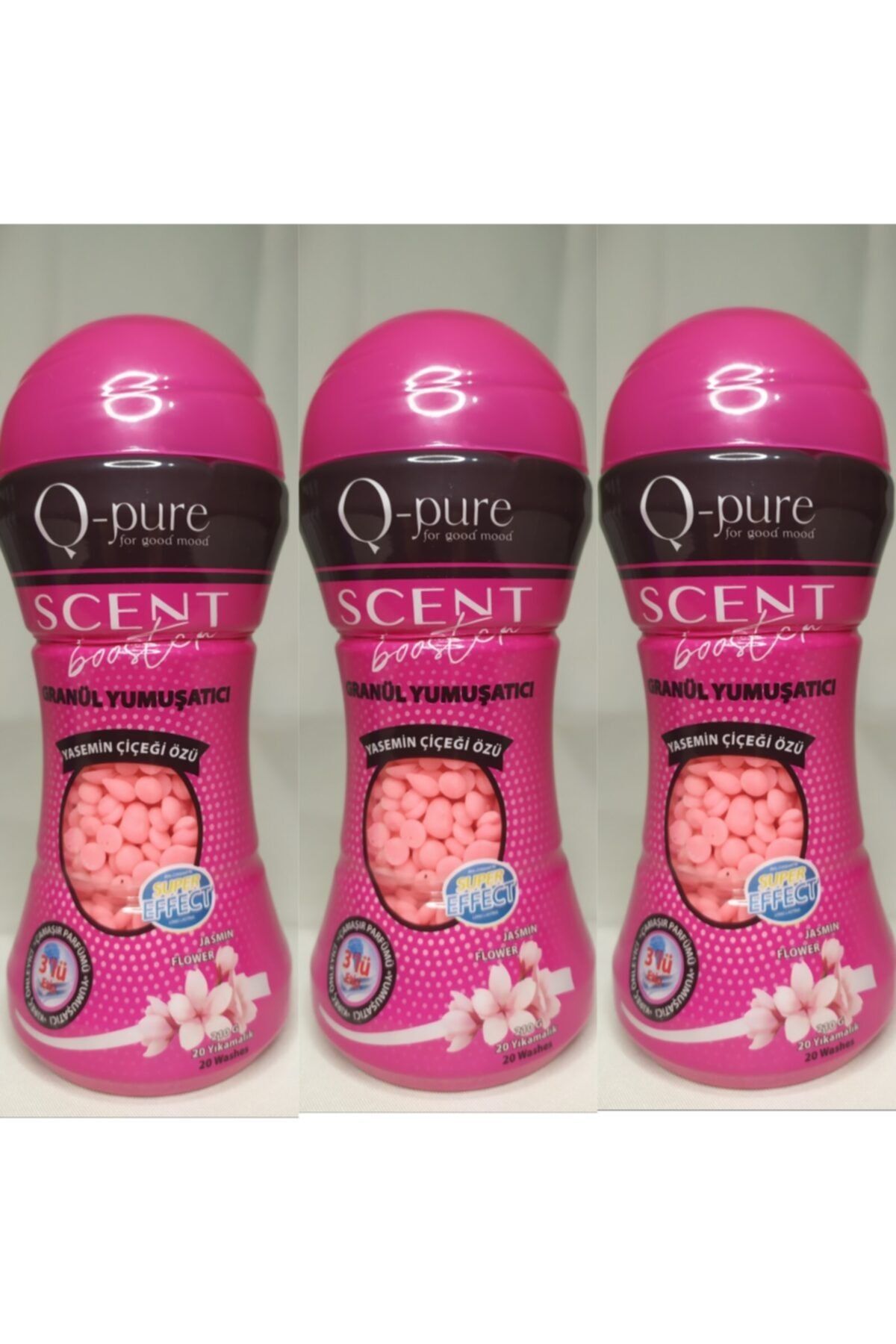 QPURE Granül Çamaşır Yumuşatıcı Yasemin Çiçeği Özü 210 Gr X 3'lü Avantaj