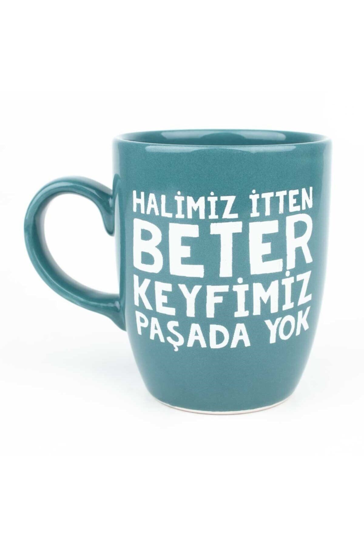 PALTO TASARIM Halimiz Itten Beter Keyfimiz Paşada Yok Petrol Yeşili Parlak Oval Kupa