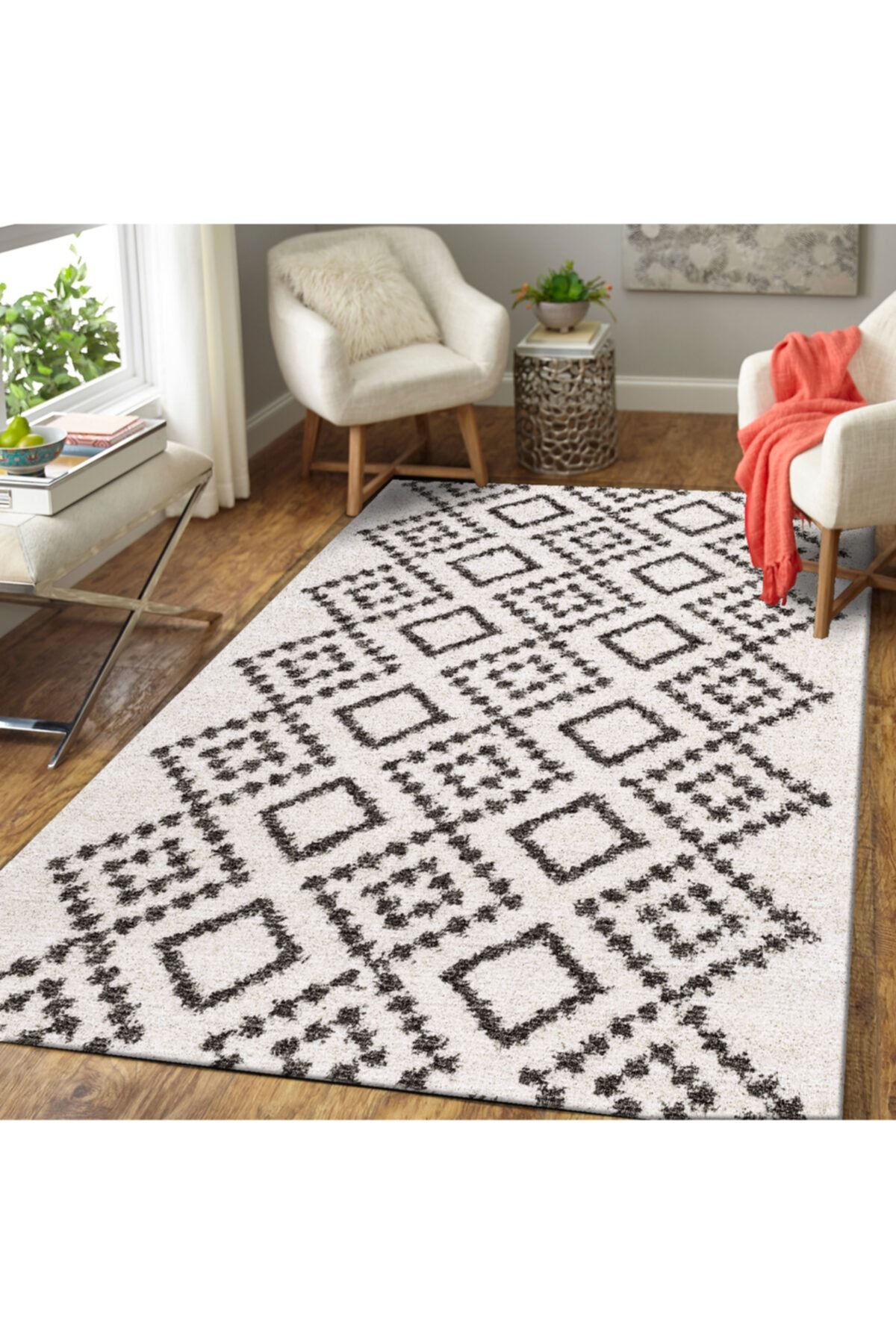 Sermod Etnik Modern Kilim Desen Kaymaz Süngerli Halı Örtüsü