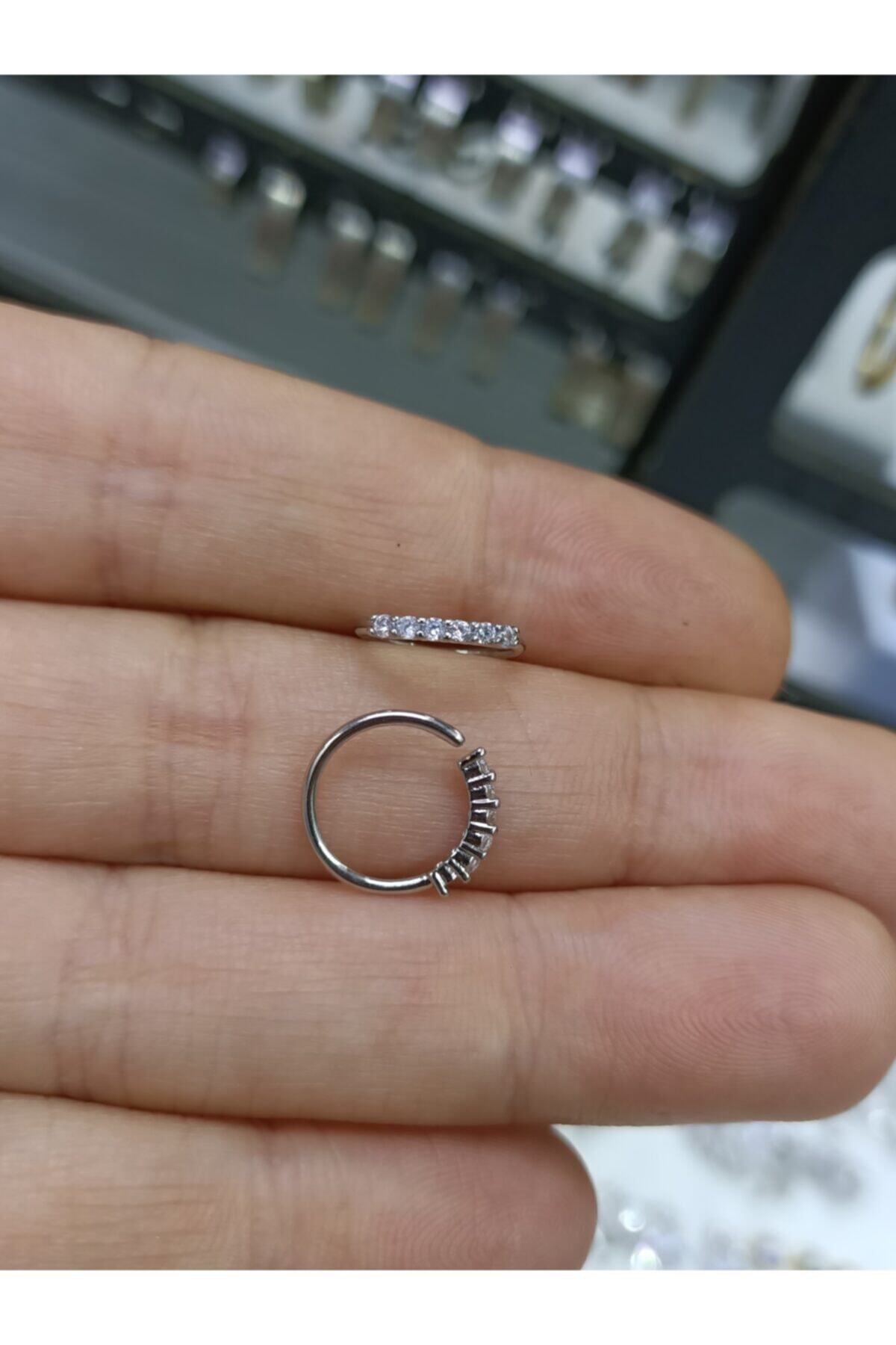 Arescollection Çelik Zirkon Taşlı Burun Kulak Piercingi