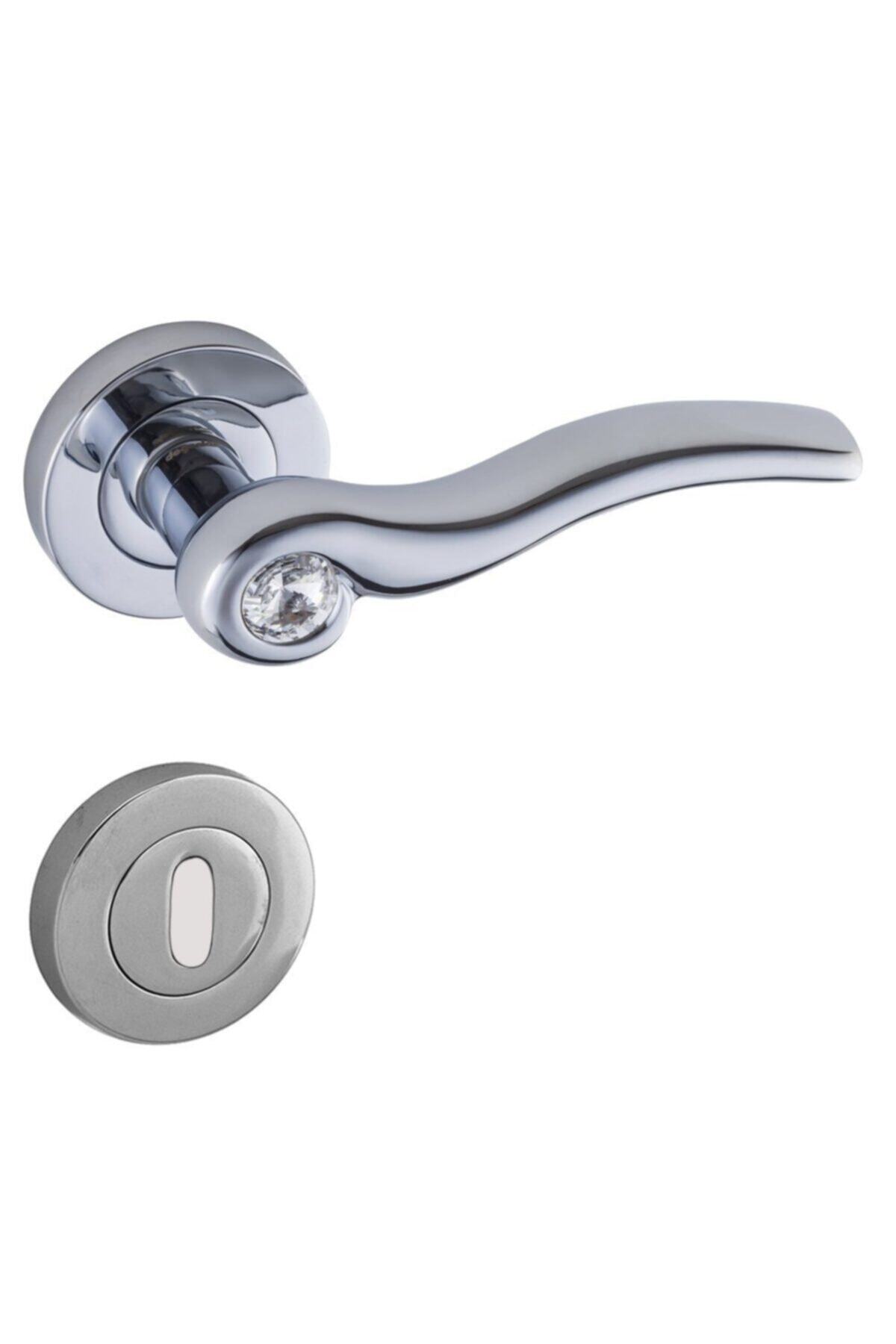 DOĞANLAR KAPI KOLLARI Doğanlar Denizatı Taşlı Krom Rozetli Kapı Kolu