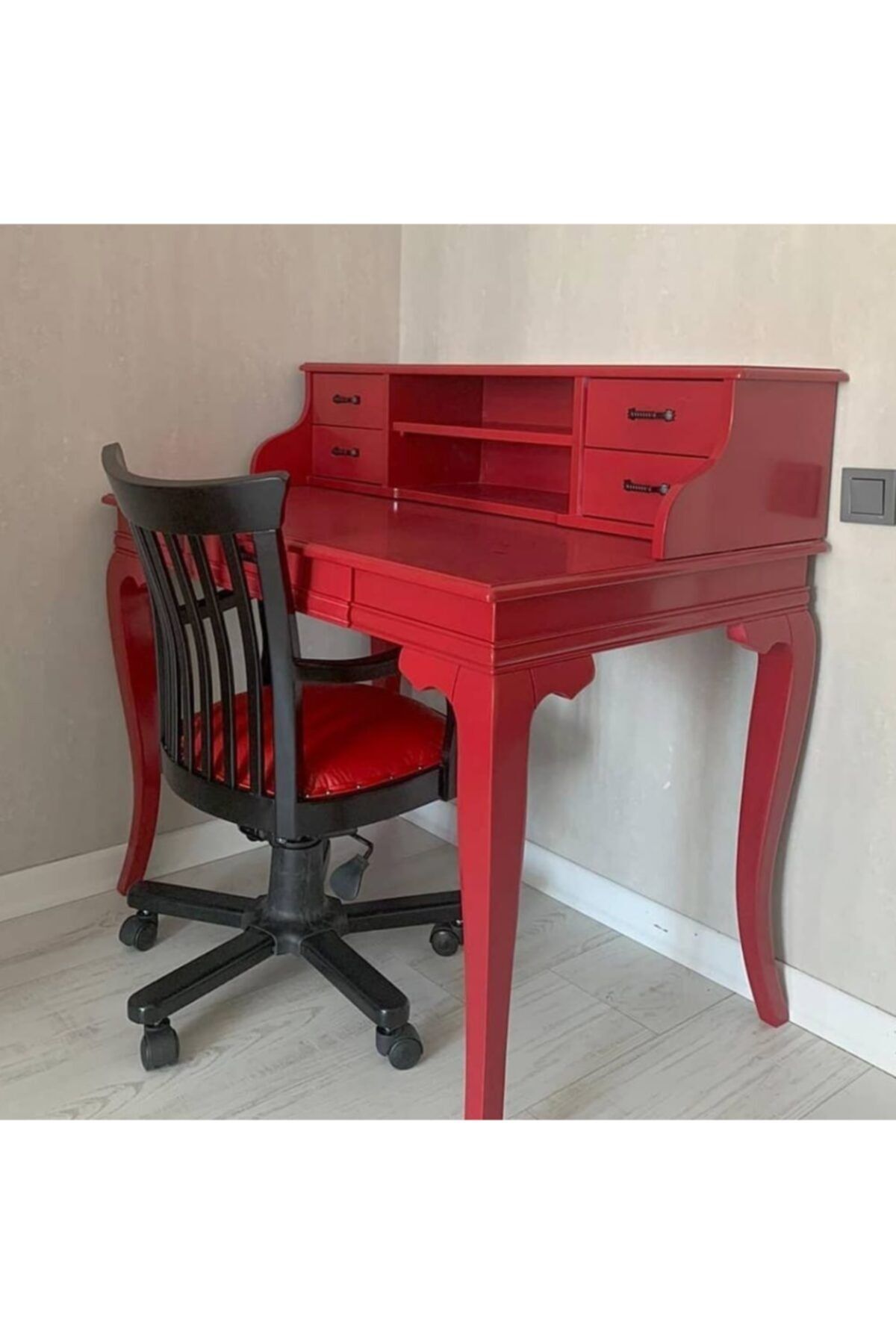 ROYS AHŞAP K5232 Kırmızı 110 Luk Rustik Raflı Çalışma Masası