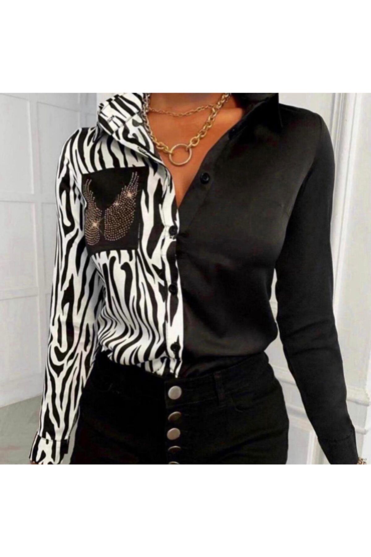 TRENDBUTİKOFFİCİAL Leopar Baskılı Gomlek