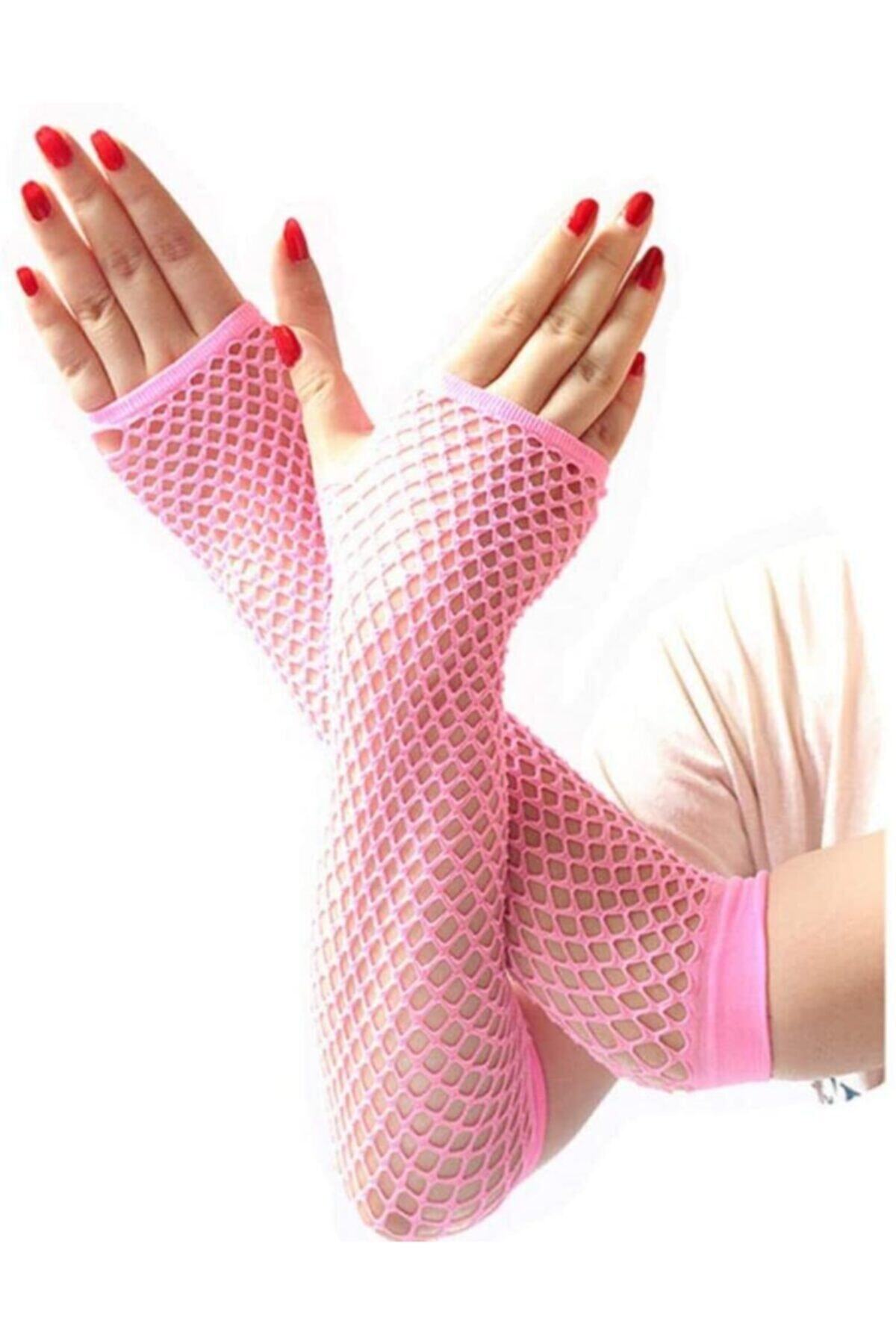 FLY BAZAAR Marka: Samur Uzun File Örgü Eldiven Açık Pembe Renk Kategori: Eldiven