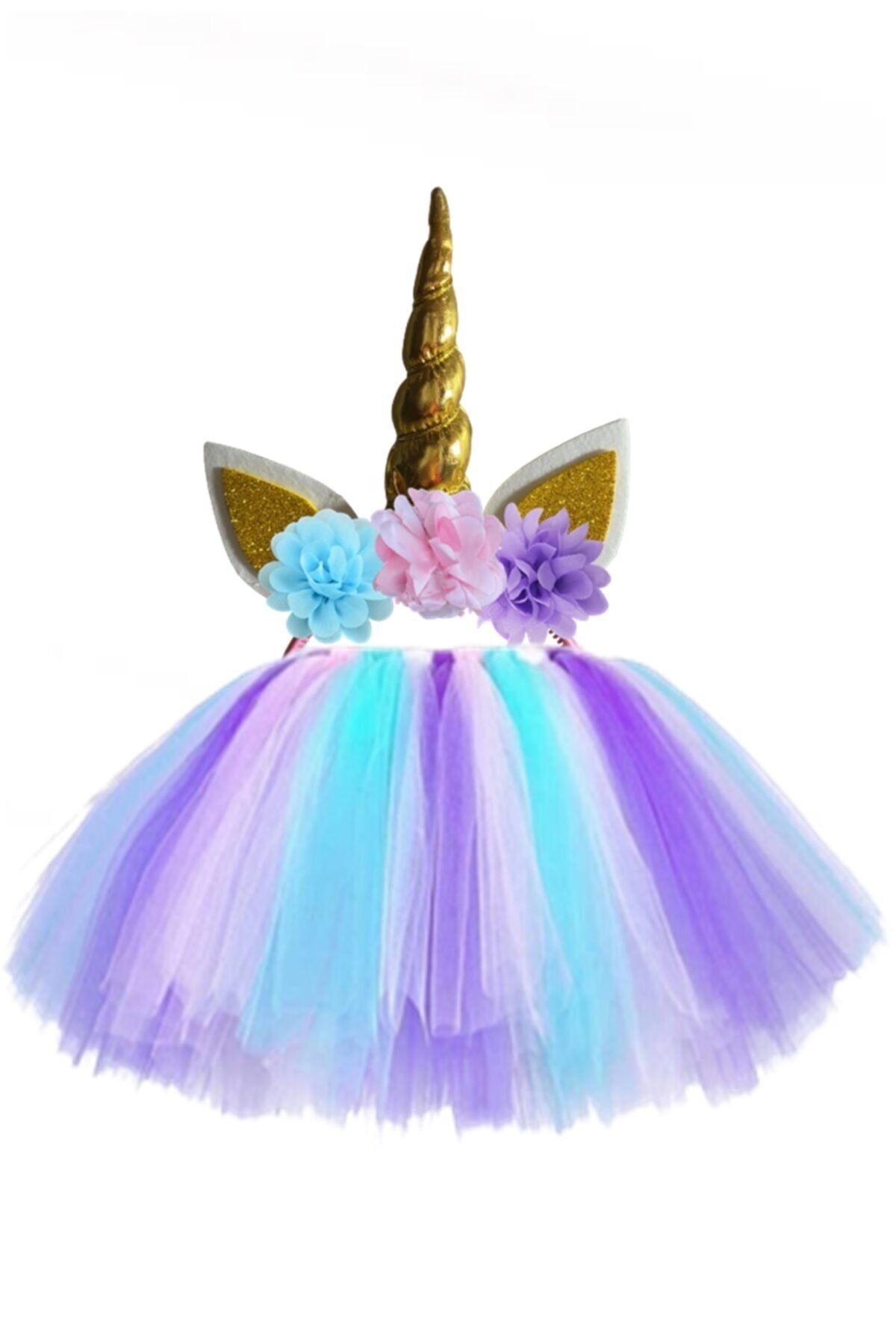 bba new trend 2li Unicorn Tütü Etek,unicorn Taç Seti,beyaz Lila Pembe Mint