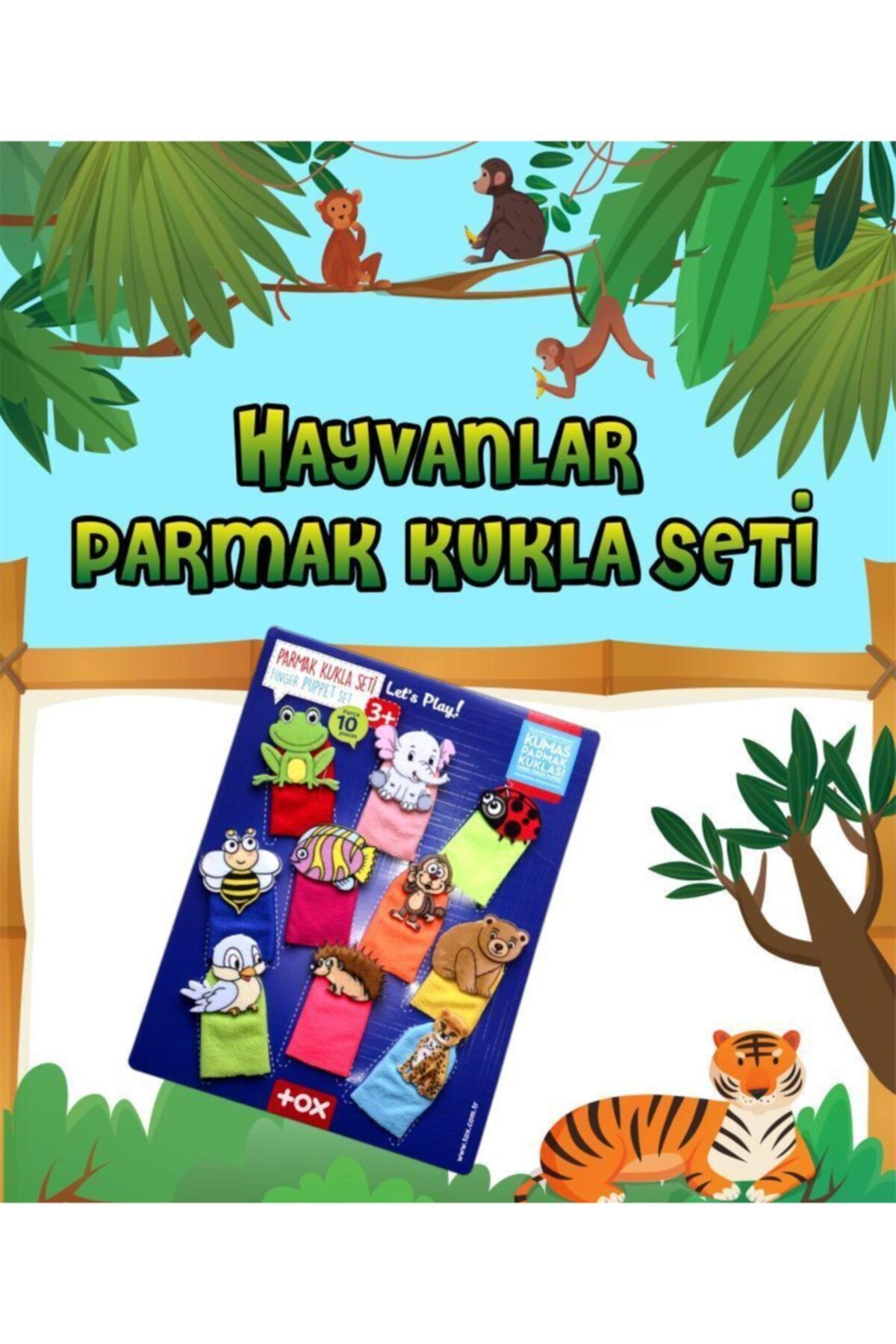 Tox Hayvanlar (2) 10 Parça Parmak Kukla , Eğitici Oyuncak T382