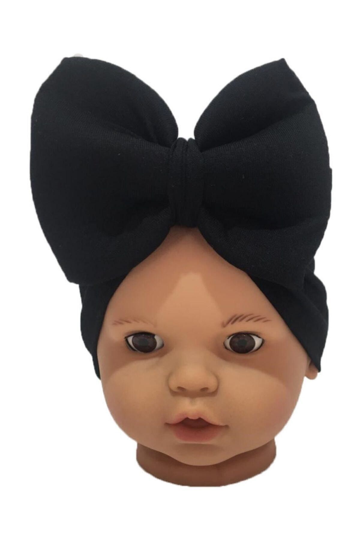 ÖZLEM BEBE Kız Bebek Siyah Fiyonklu Bandana