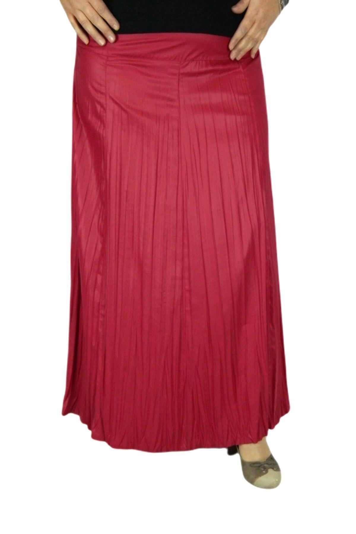 Akra Kadın Kırmızı Piliseli Uzun Etek Akr105