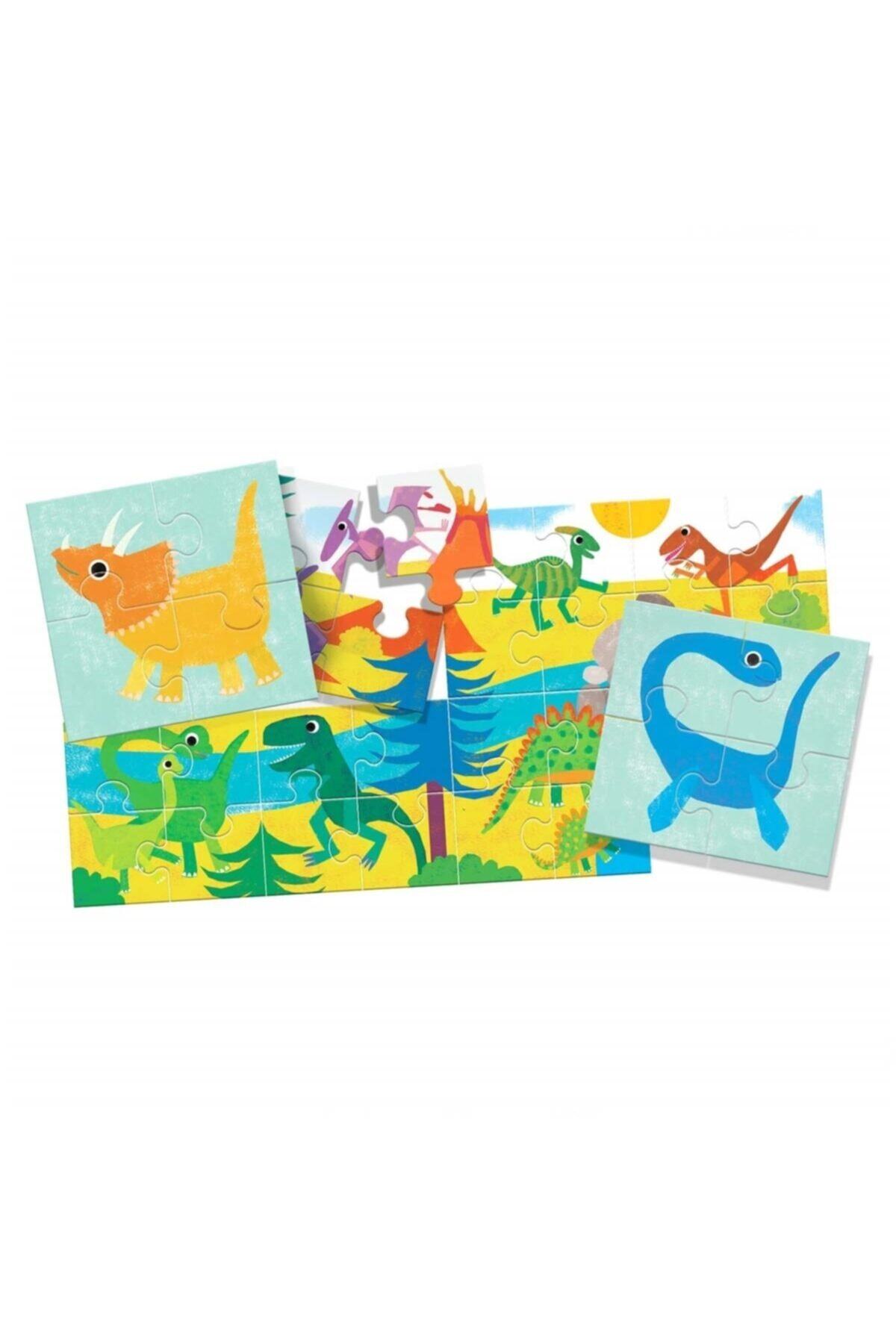 Burnis Toy Kampanya Headu 8+1 Çift Taraflı Dinozorlar Puzzle Fırsat
