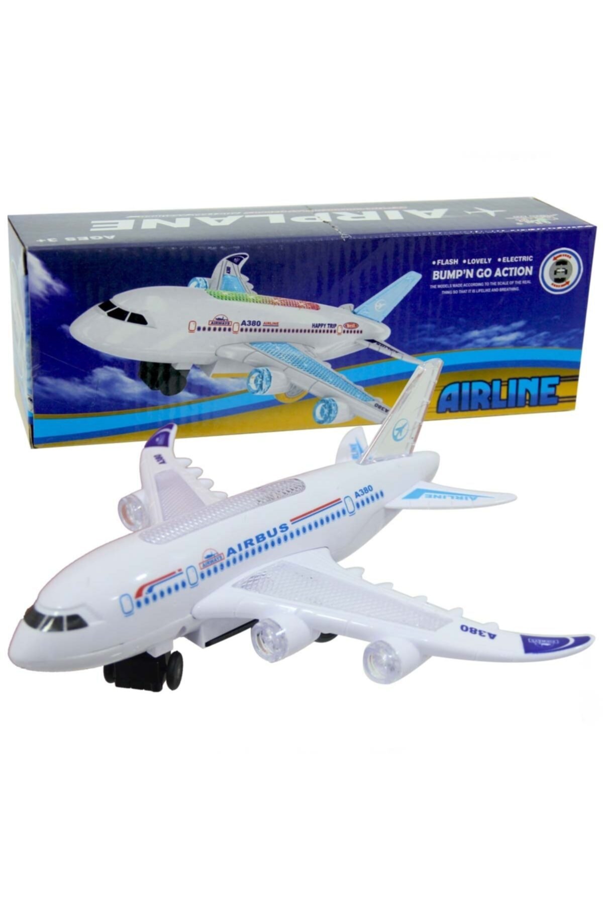 Burnis Toy Kampanya Airline Pilli Işıklı Sesli Çarp-dön Uçak Fırsat