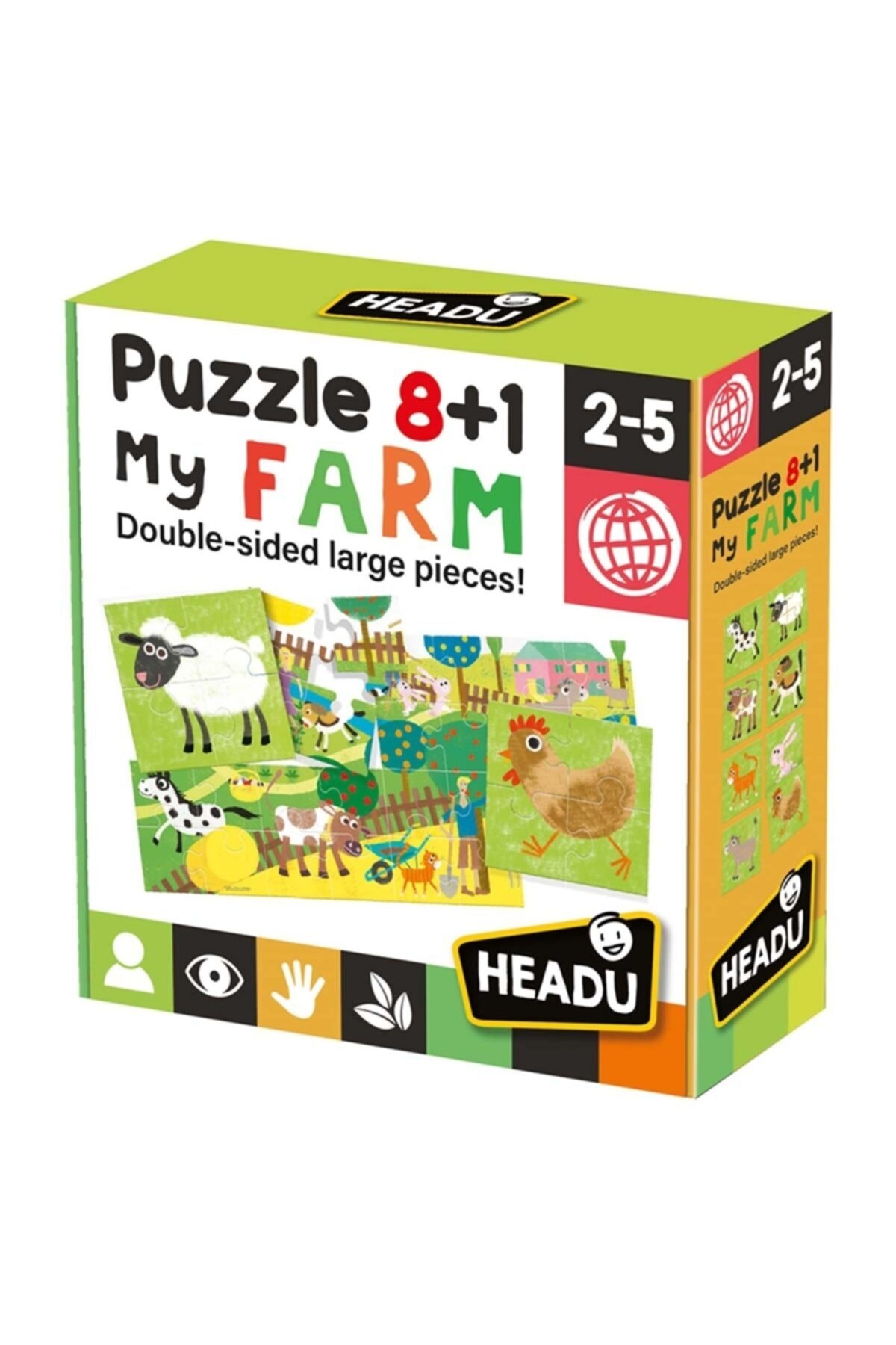 Burnis Toy Kampanya Headu 8+1 Çift Taraflı Çiftlik Puzzle Fırsat