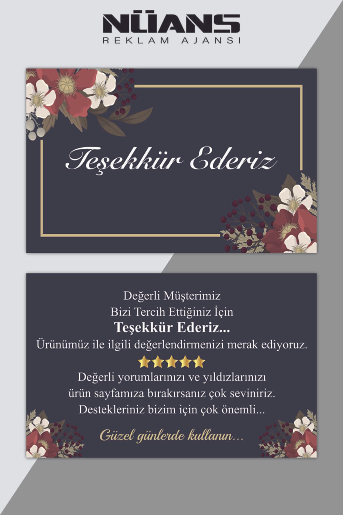Nüans Reklam Ajansı Teşekkür Kartı - 100 Adet (5,2X8,2CM)