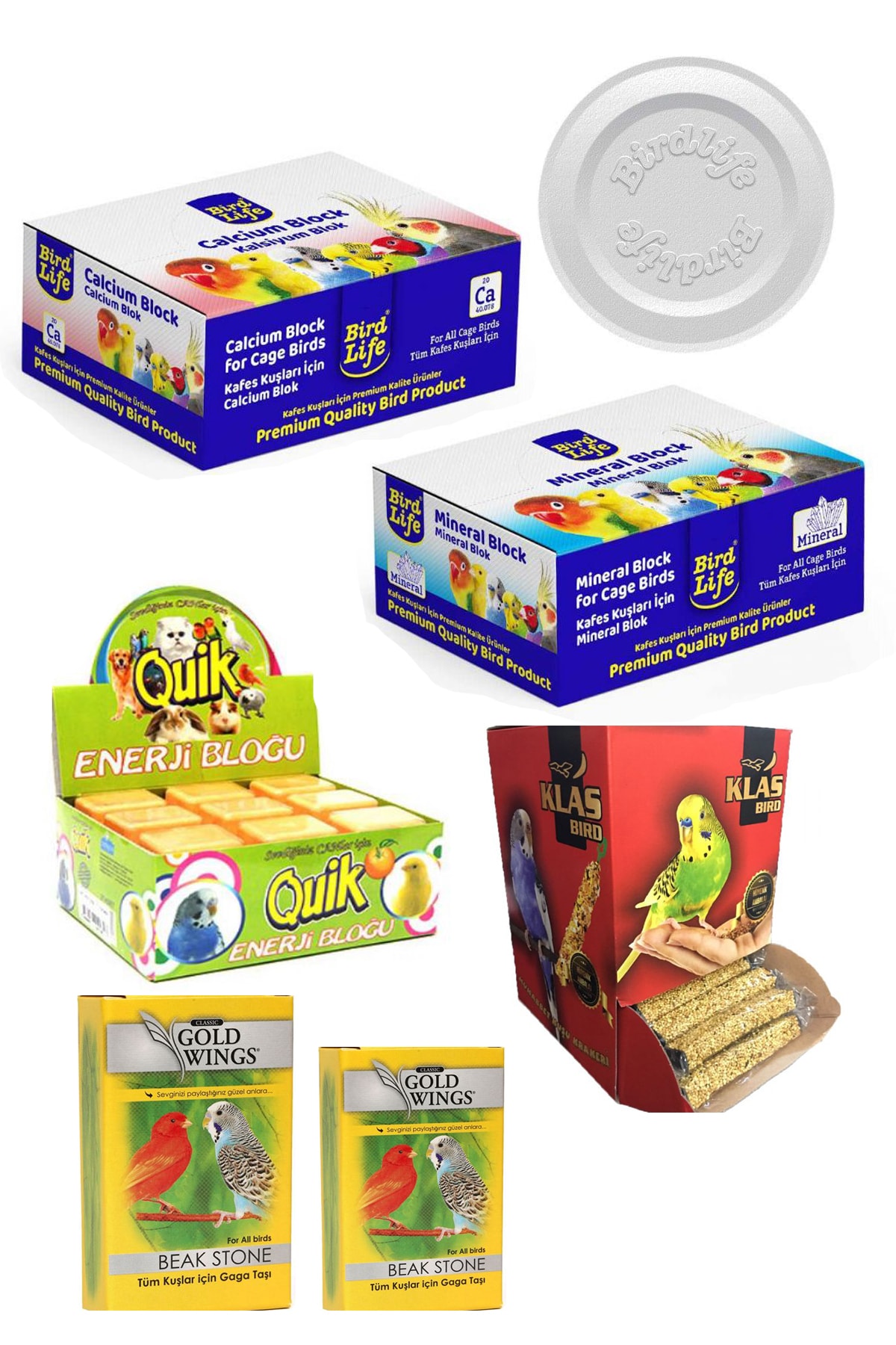 BirdLife Kuş Enerji Vitamin Set Tam Enrji Bloğu Mineral Blok Gaga Taşı Kalsiyum