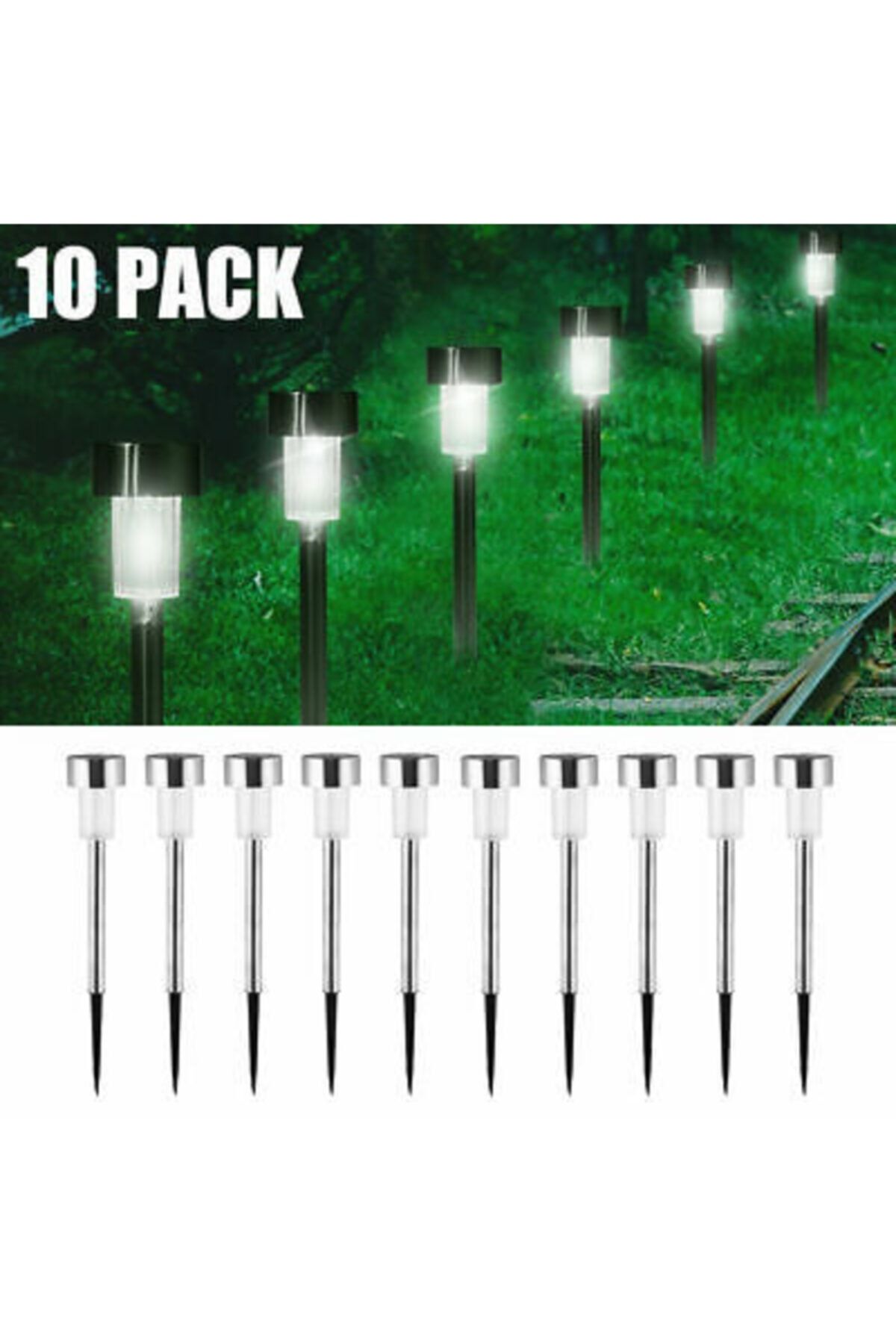 İnançStore Solar Güneş Enerjili Bahçe Lambası 10 Lu Set Metal Gövdeli