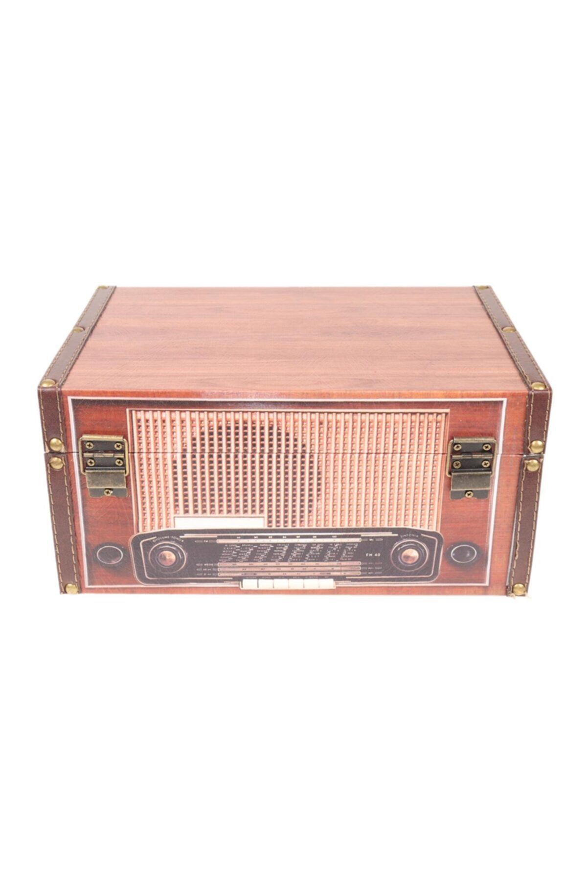 Attach Ahşap Retro Radyo Tasarım Kapaklı Kutu