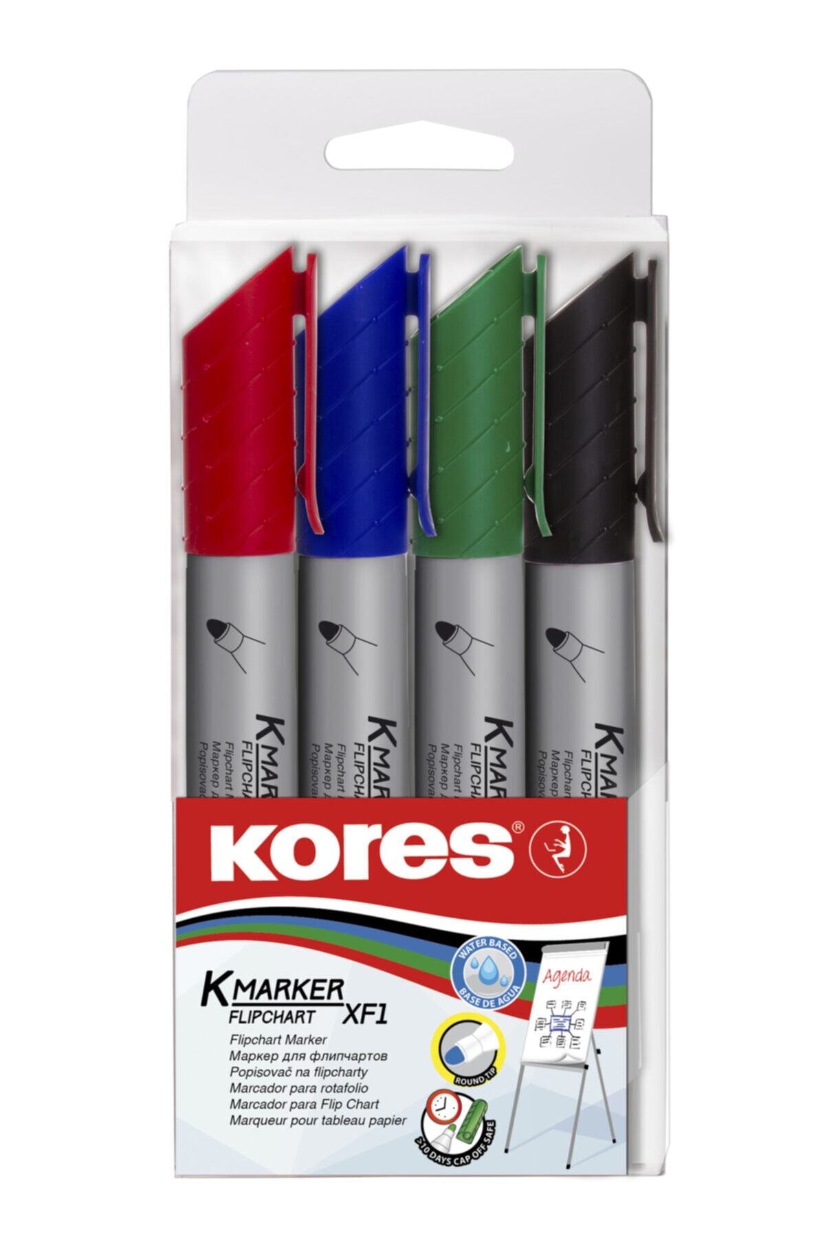 kores Marker Flipchart Tahta Kalemi 4 Renk Set