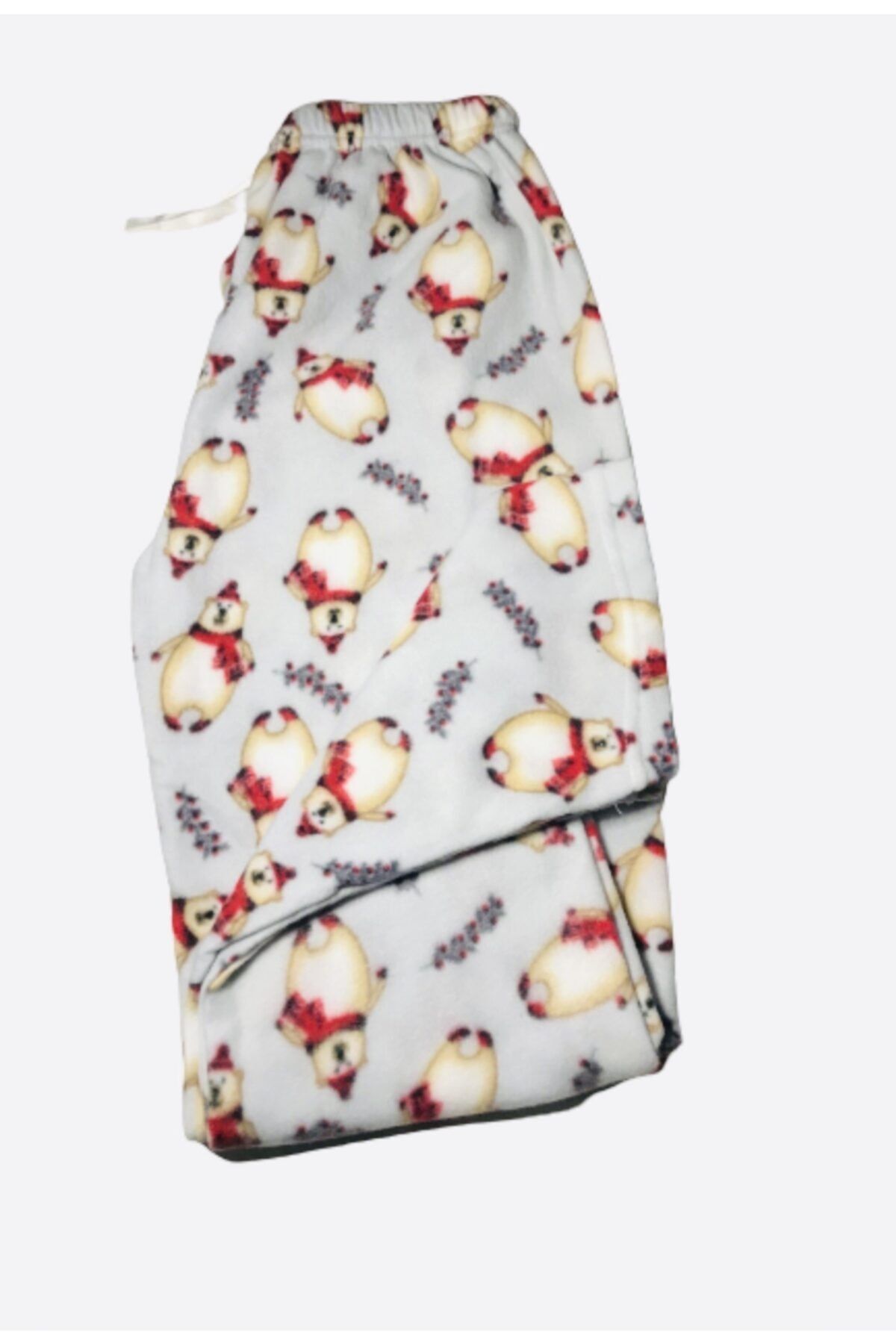 No1001Shop Kadın Kutup Ayısı Desenli Polar Pijama Altı