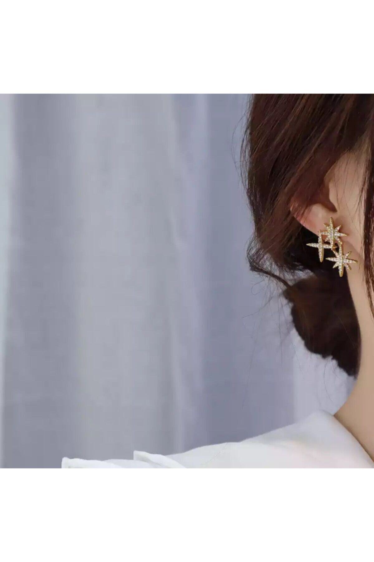 Pelin Aksesuar Kuzey Yıldızlı Asimetrik Küpe