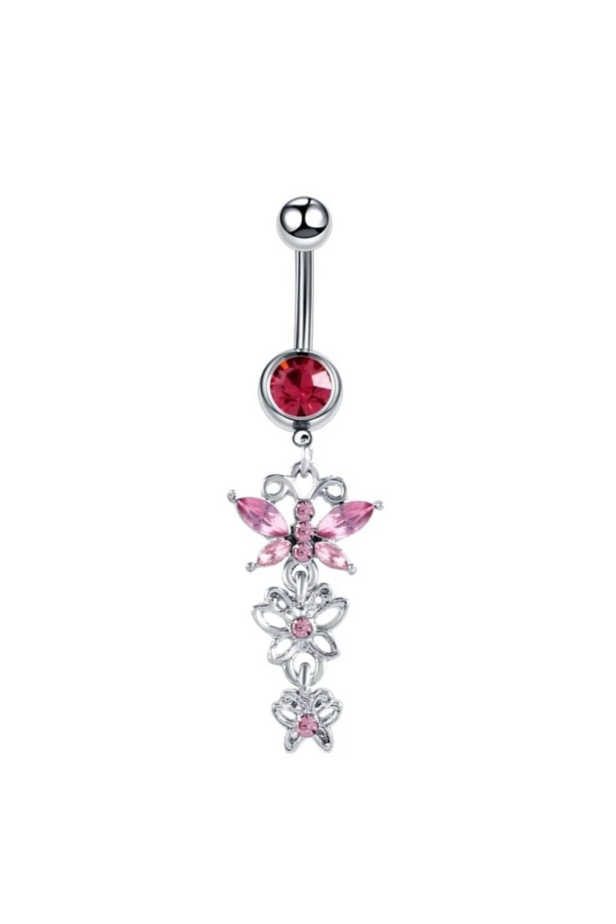 Bylin Takı Pembe Kelebekli Göbek Piercingi