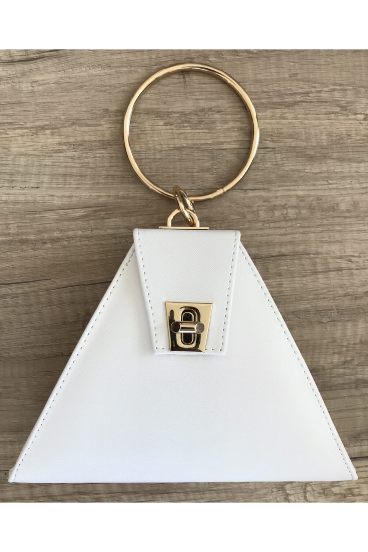 Abiye Butik Çanta Triangle New Beyaz Renk Abiye Çanta