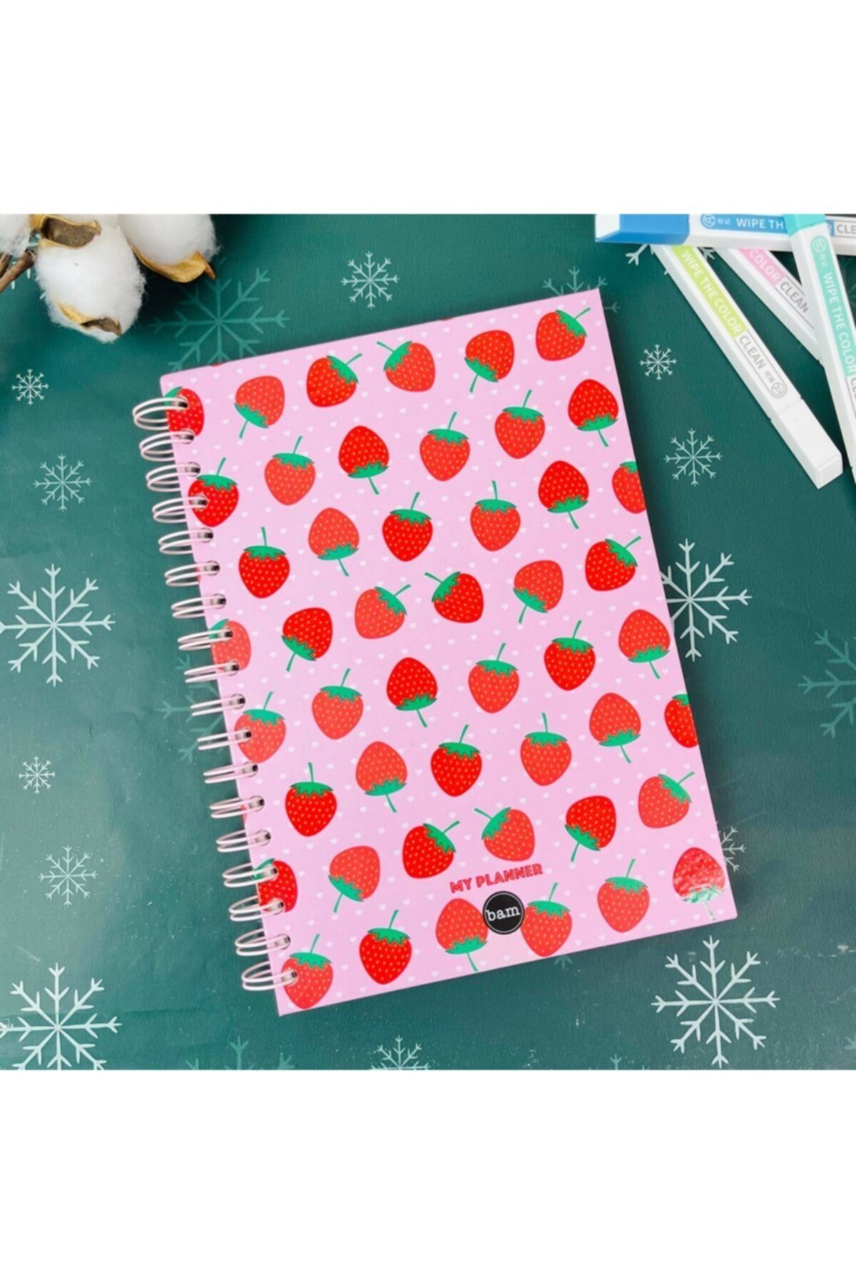 FLASHIGH Spiralli Sticker'lı Tarihsiz Konuşan Ajanda Haftalık Planlayıcı Defter Ve Makyaj Çantası Takım