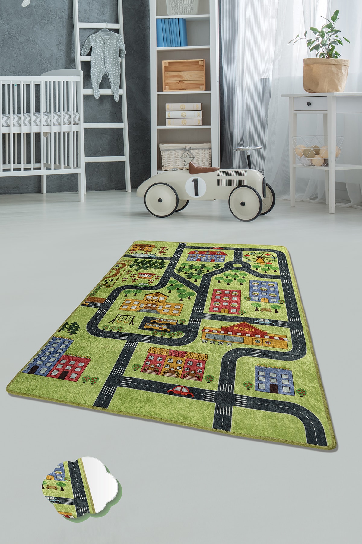 Dolce Tocco Modern Tasarım Dt3006 Bebek Çocuk Kreş Oyun Halısı Leke Tutmayan Yıkanabilir Kaymaz Taban