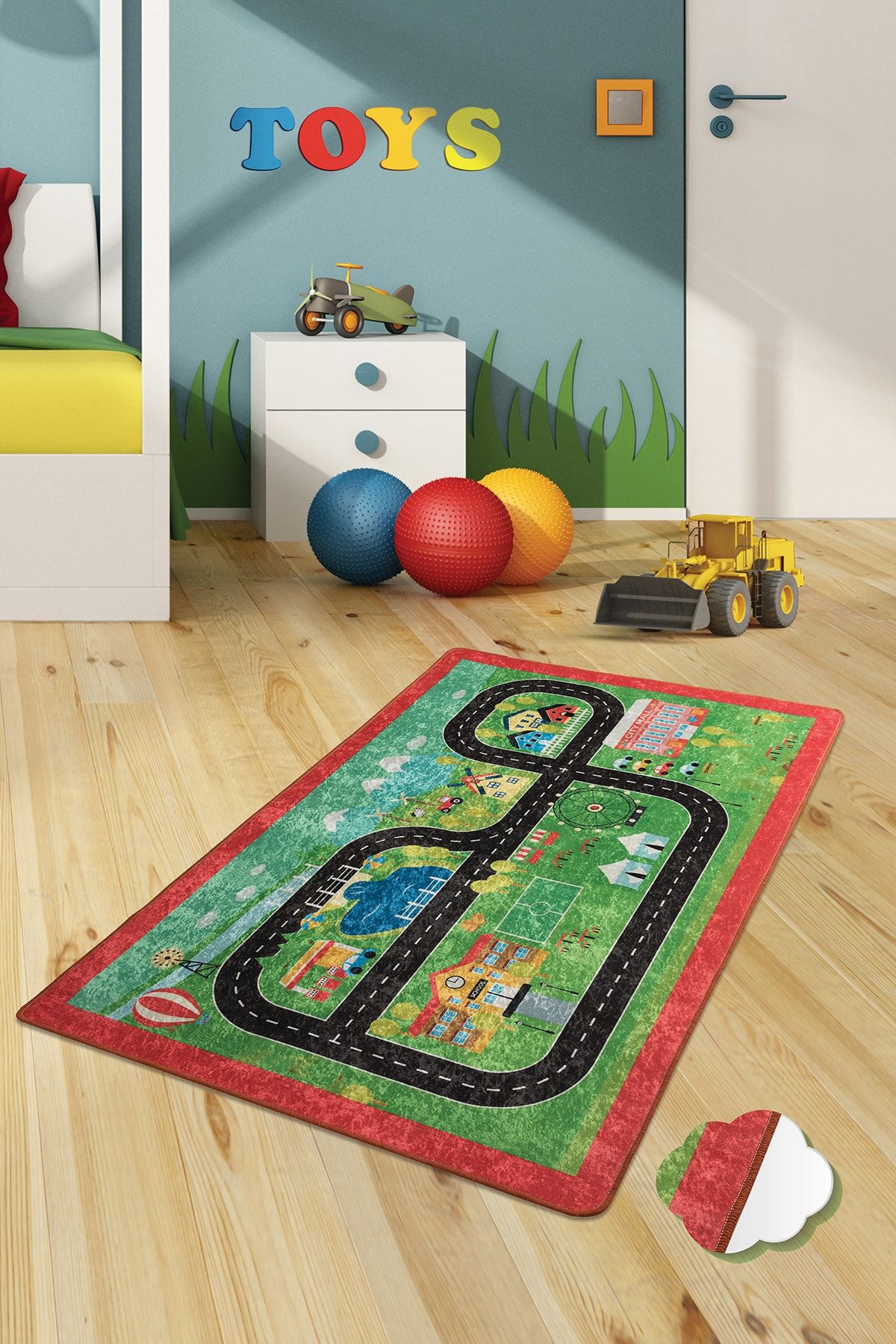 Dolce Tocco Modern Tasarım Dt2710 Bebek Çocuk Kreş Oyun Halısı Leke Tutmayan Yıkanabilir Kaymaz Taban