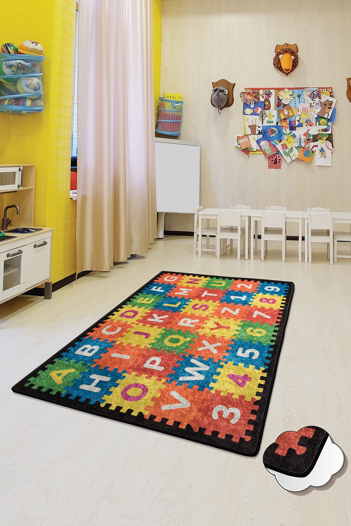 Dolce Tocco Modern Tasarım Dt2628 Bebek Çocuk Kreş Oyun Halısı Leke Tutmayan Yıkanabilir Kaymaz Taban