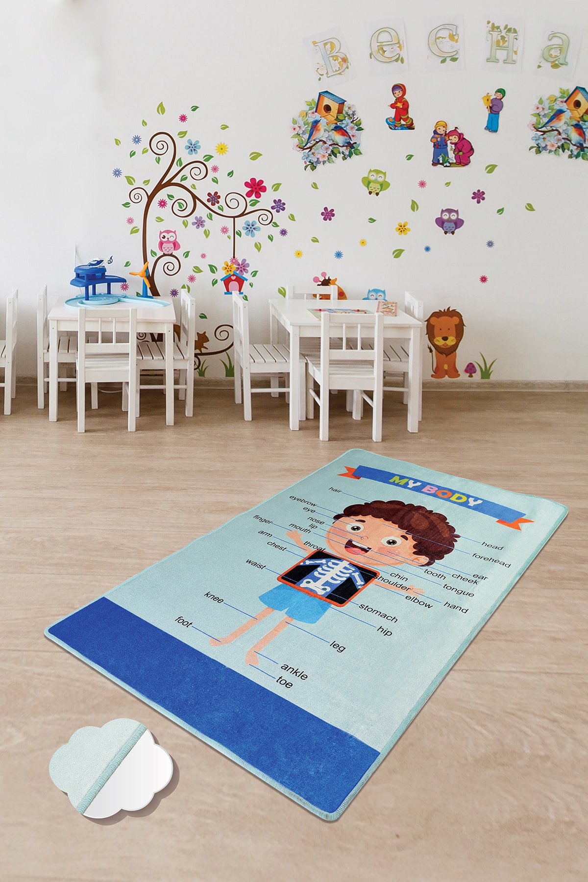Dolce Tocco Modern Tasarım Dt2749 Bebek Çocuk Kreş Oyun Halısı Leke Tutmayan Yıkanabilir Kaymaz Taban