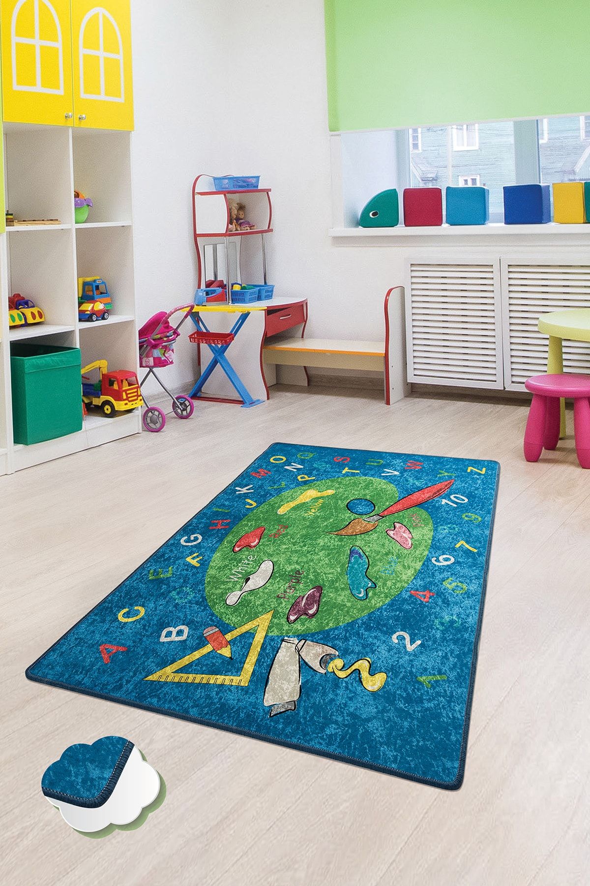 Dolce Tocco Modern Tasarım Dt2677 Bebek Çocuk Kreş Oyun Halısı Leke Tutmayan Yıkanabilir Kaymaz Taban
