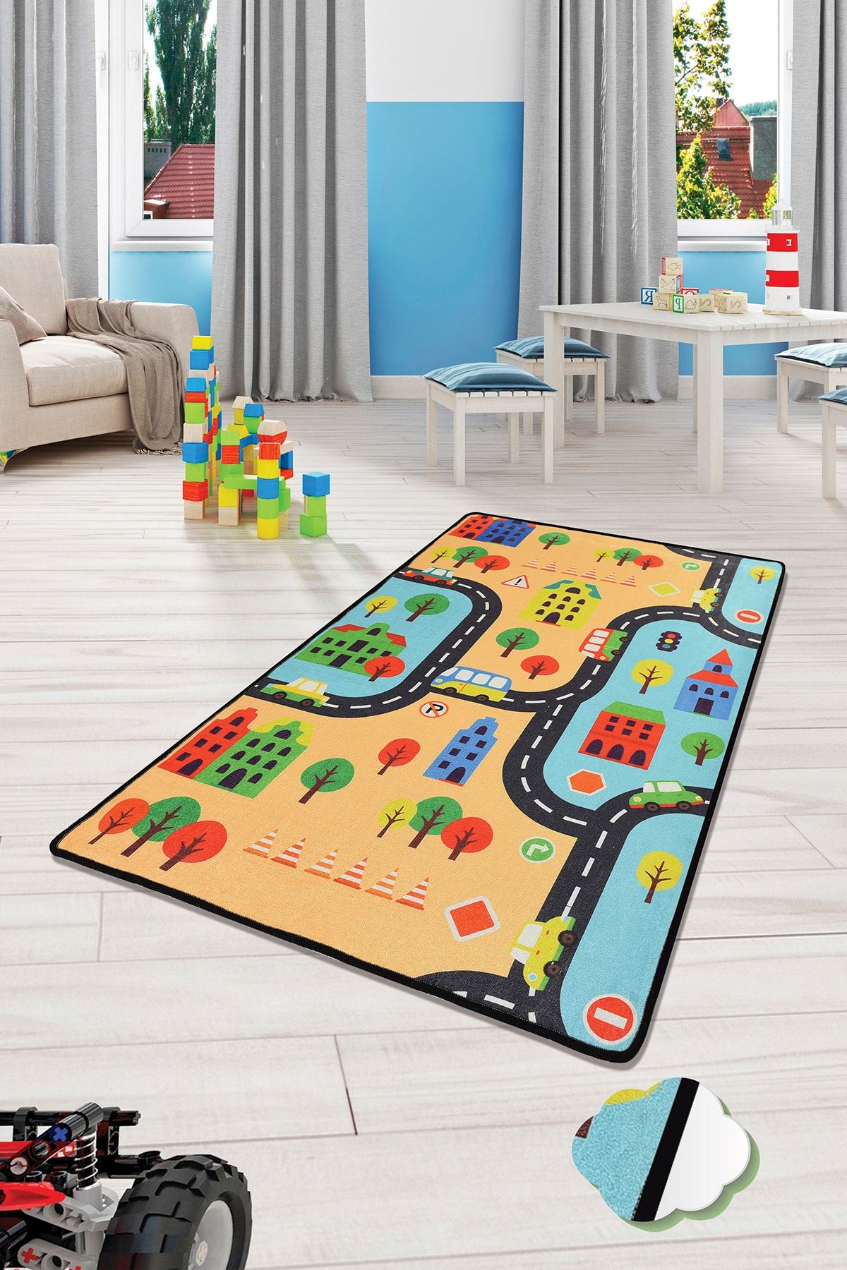 Dolce Tocco Modern Tasarım Dt2784 Bebek Çocuk Kreş Oyun Halısı Leke Tutmayan Yıkanabilir Kaymaz Taban