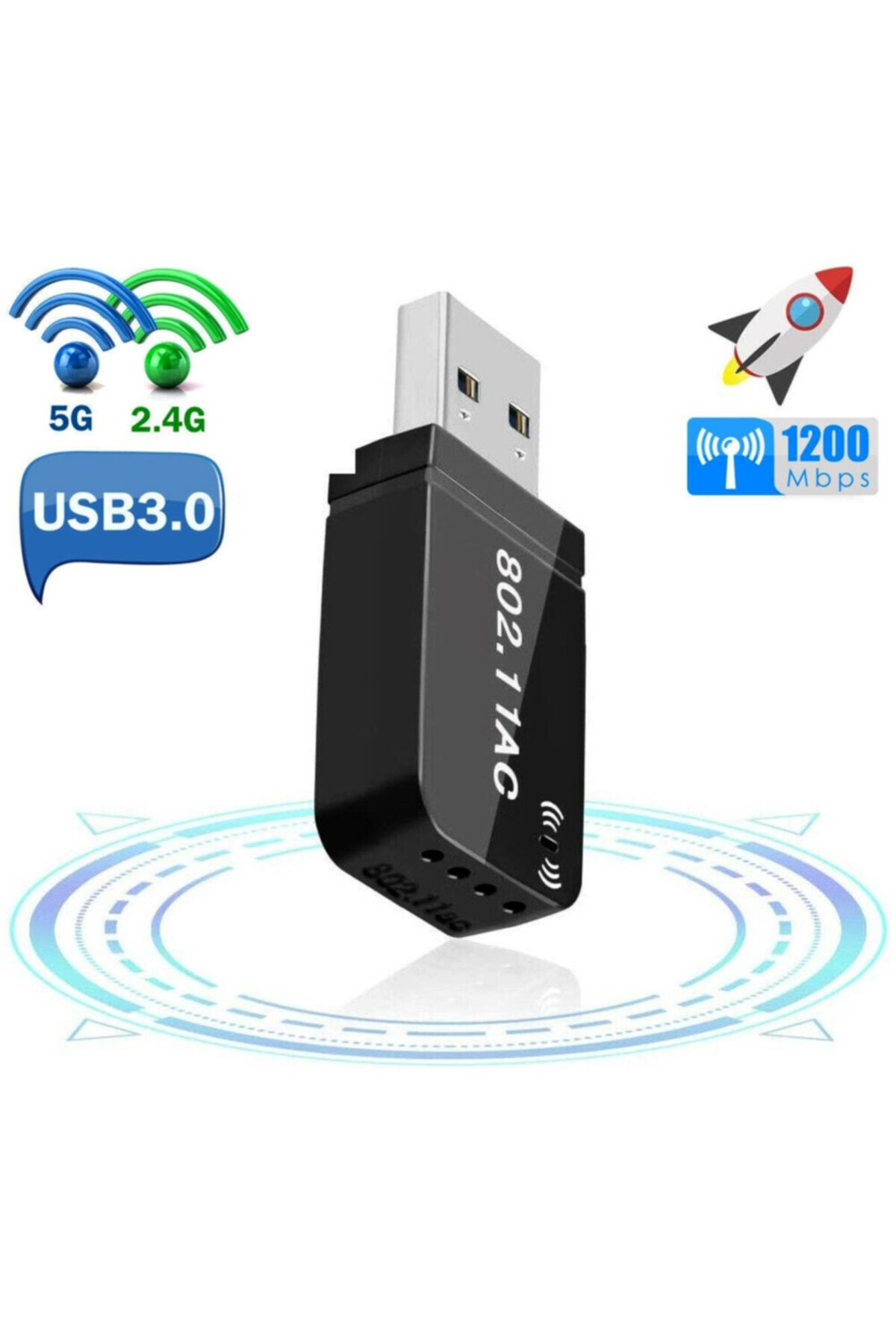 Streak Wifi Ac1200 Sinyal Güçlendirici 5.8 Ghz Wireless Usb 3.0 Adapter