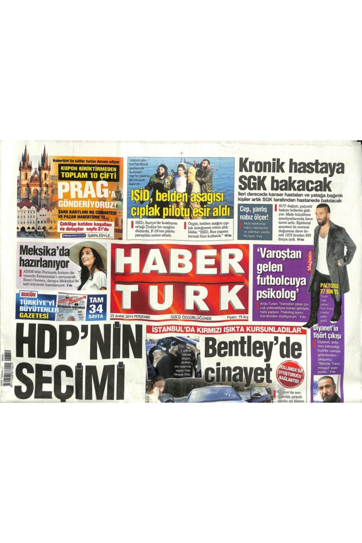 Gökçe Koleksiyon Haber Türk Gazetesi 25 Aralık 2014-arda Turan Cep Yakan Tom Ford Marka Palto Giydi, Fiyatı 27 Bin Tl