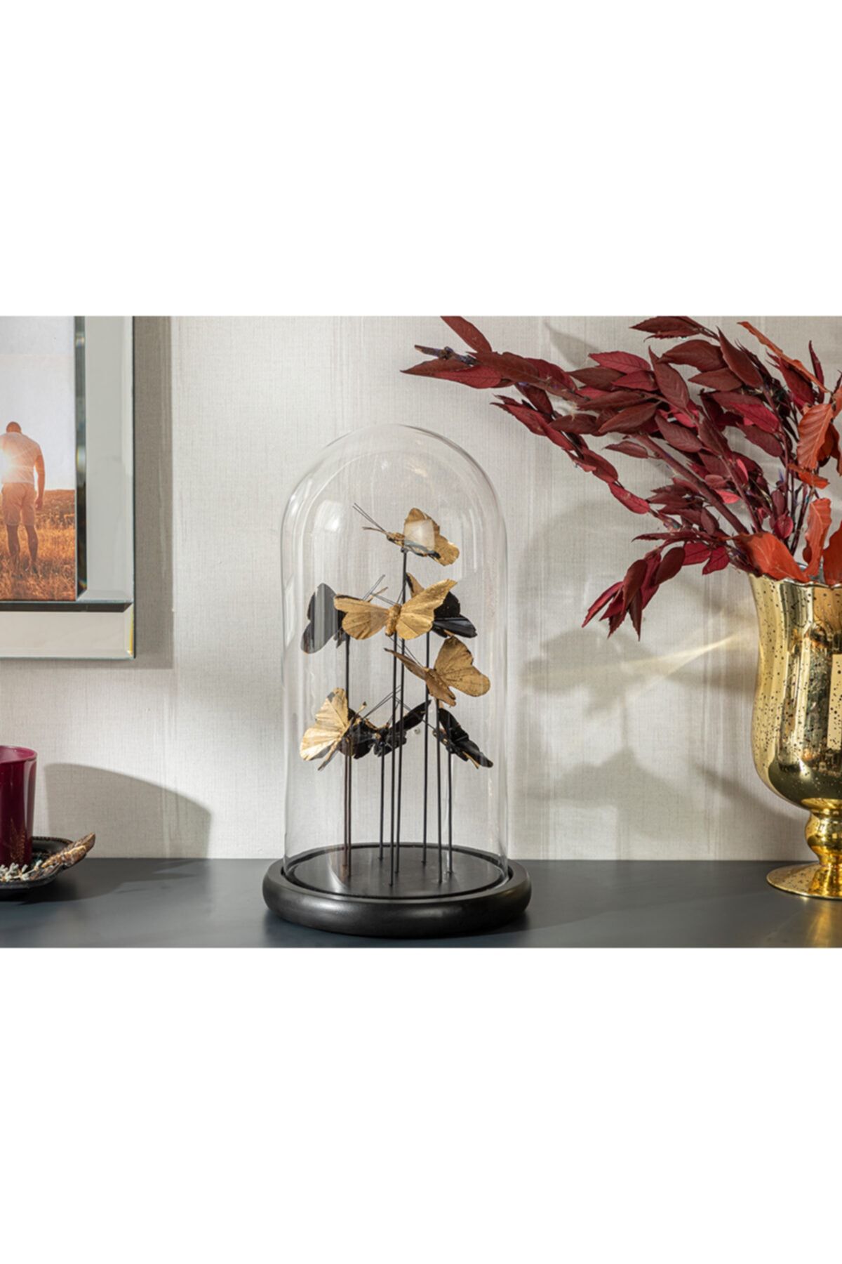 English Home Butterflies Dekoratif Obje 18x32 Cm Gold