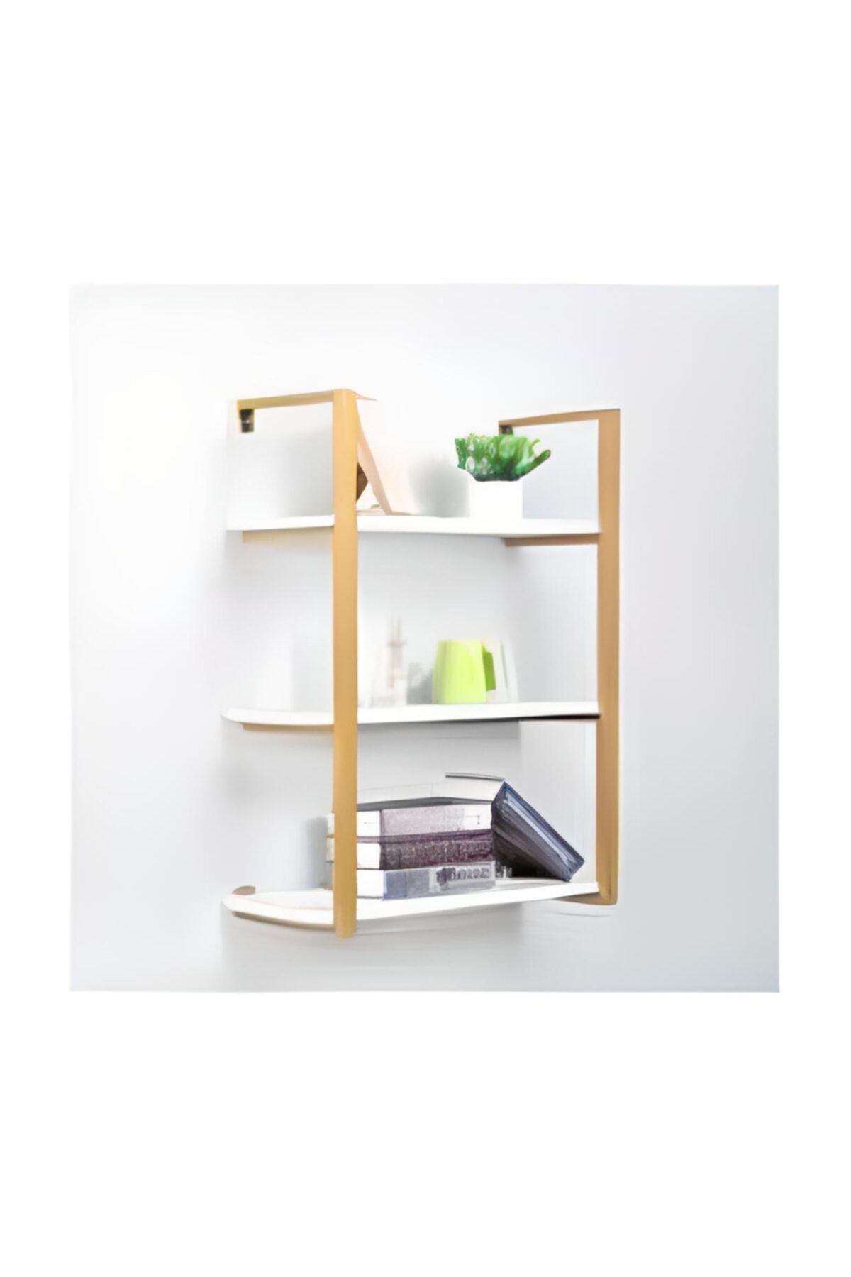 STEEL Metal Duvar Rafı Gold 60cm 3 Katlı