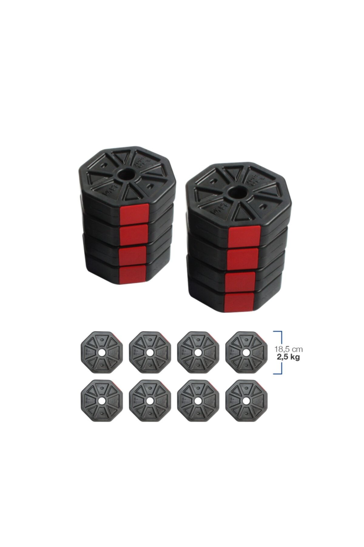 TAN SPOR 20 Kg (8x2.5 Kg) Ağırlık Plakası Sekizgen Köşeli Tasarım Paleti