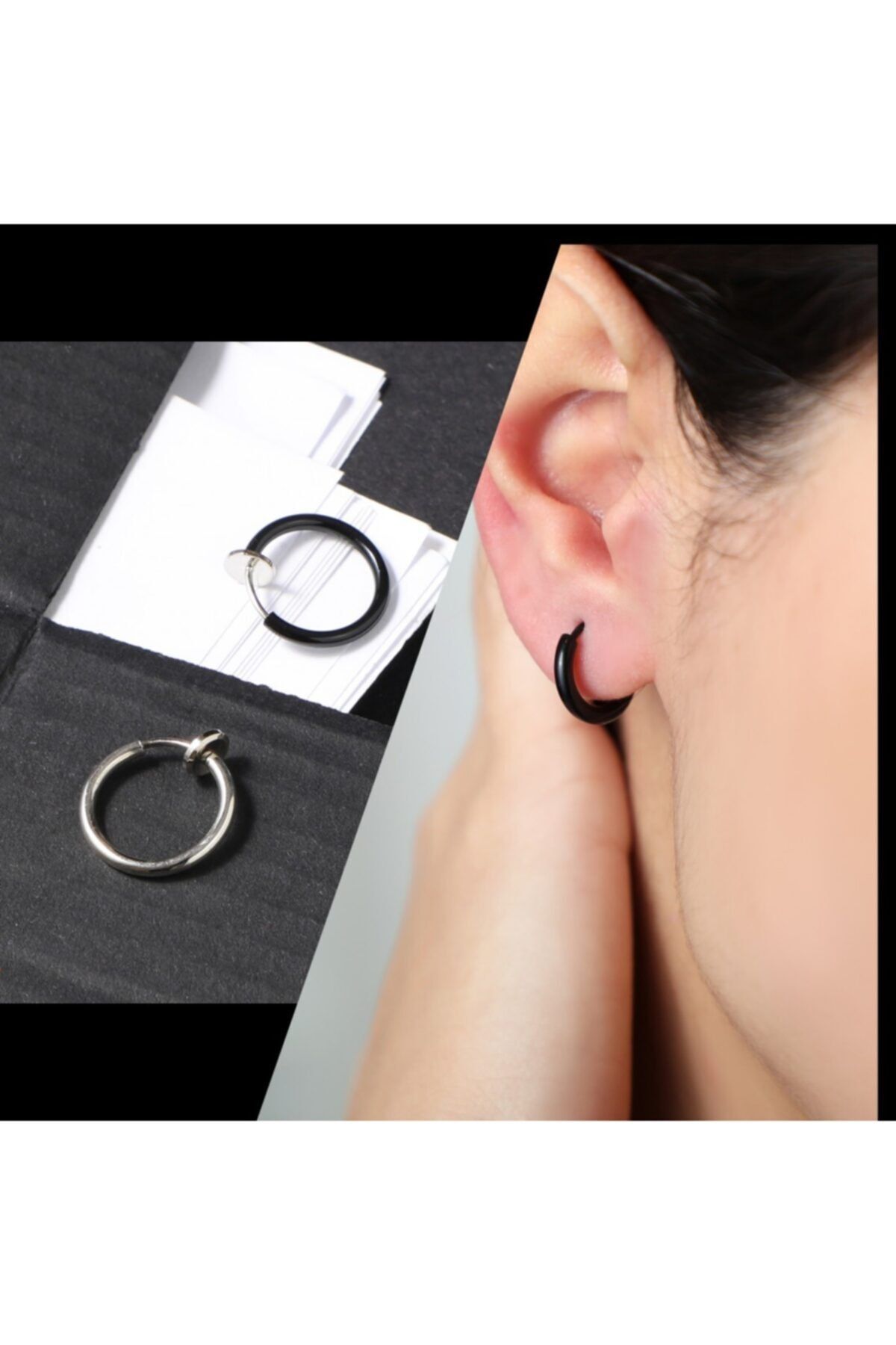 TakıConcept 2 Adet Deliksiz Yaylı Fake Piercing Küpe Septum Kıkırdak Dudak Piercing
