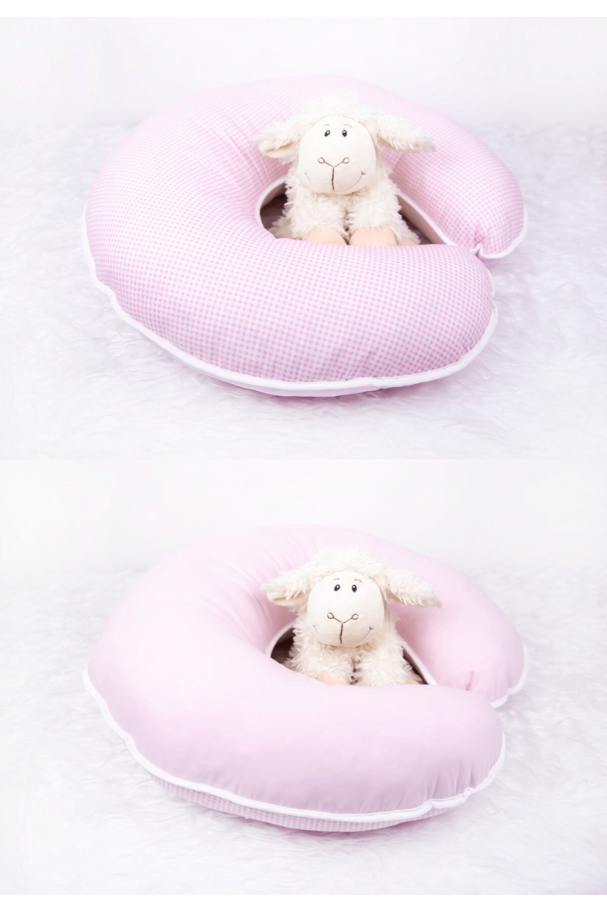 Babynest Emzirme Yastığı Ve Destek Minderi Pembe Ekose