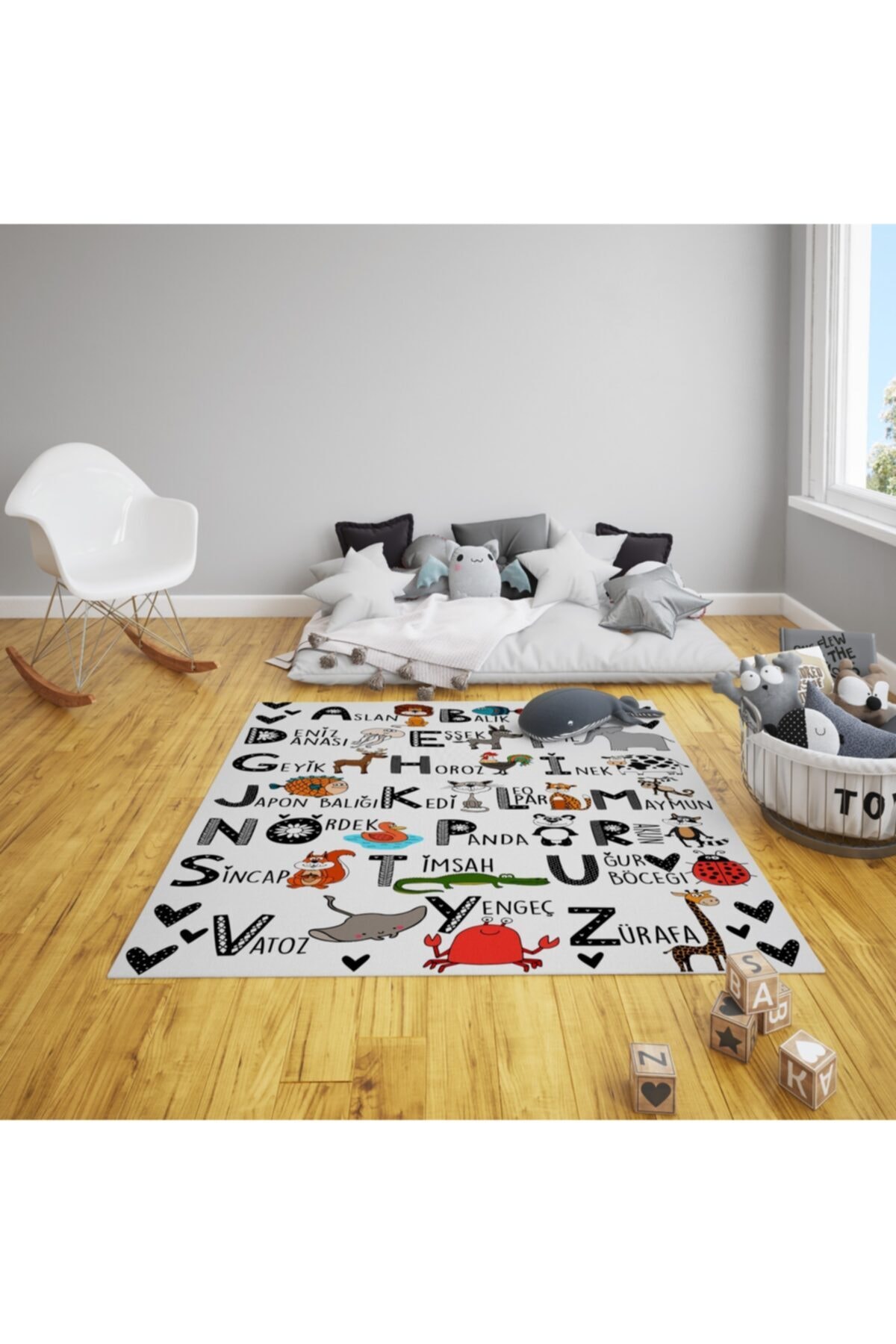 Betgohome Eğitici Alfabe Oyun/aktivite Halısı Kaymaz Taban 100x150
