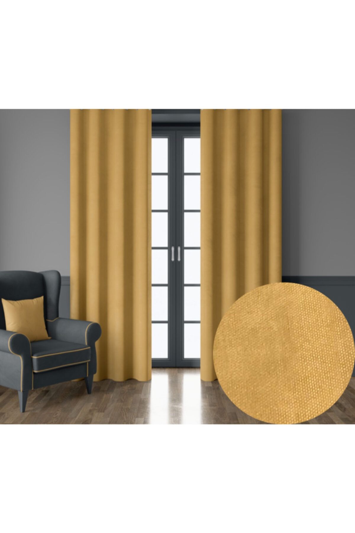 Demor Home Soft Venedik Sarısı Ekstrafor Büzgülü Ada Fon Perde