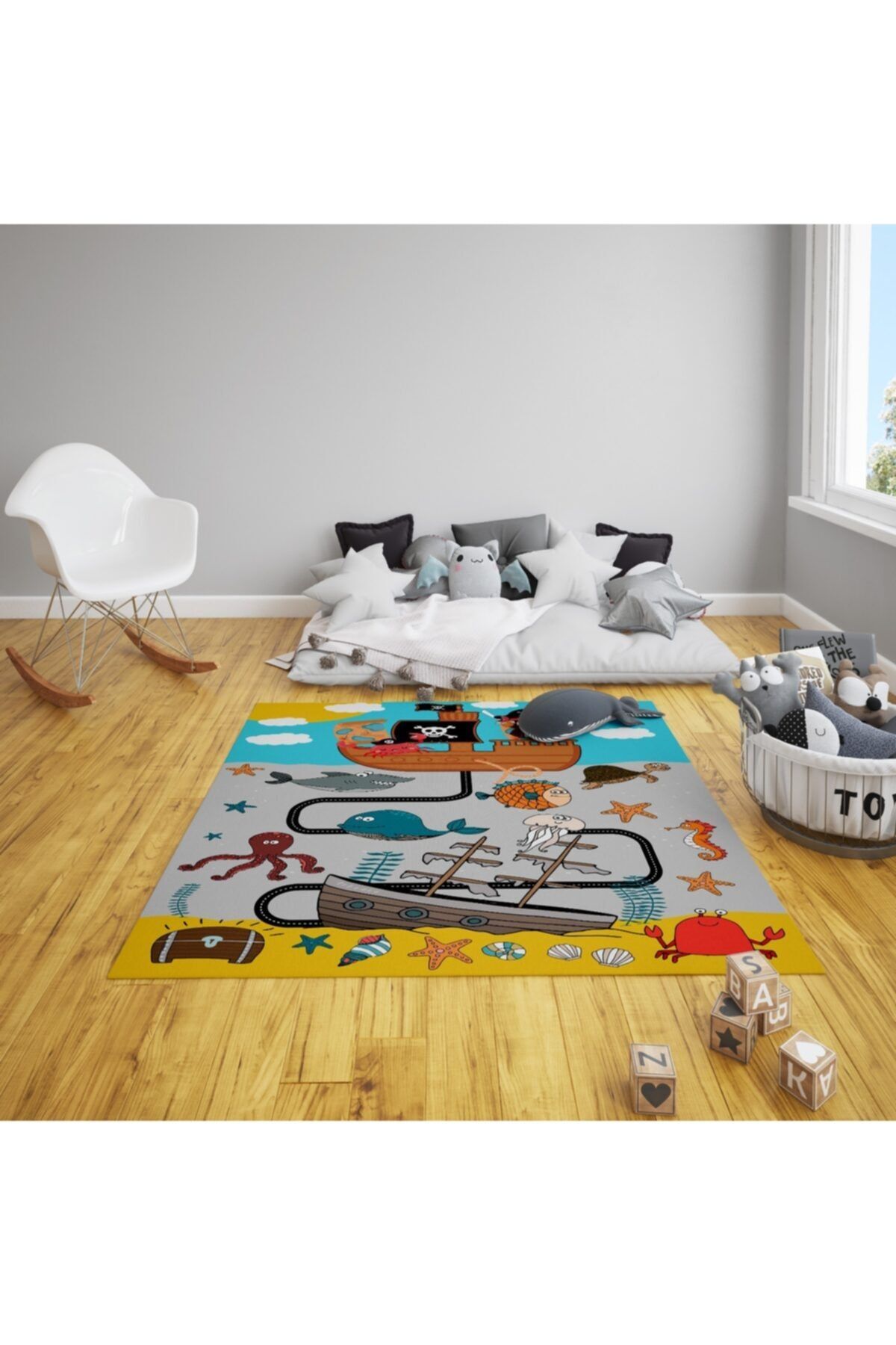Betgohome Korsan Denizaltı Oyun/aktivite Halısı Kaymaz Taban Renkli 100x150