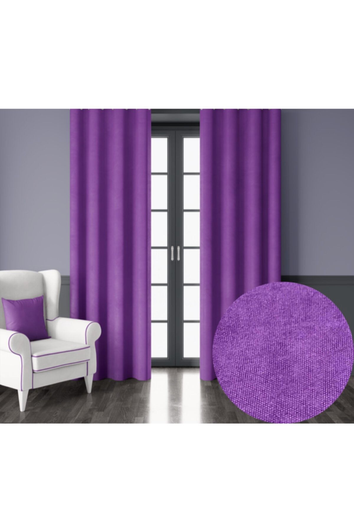 Demor Home Soft Ametist Rengi Ekstrafor Büzgülü Ada Fon Perde
