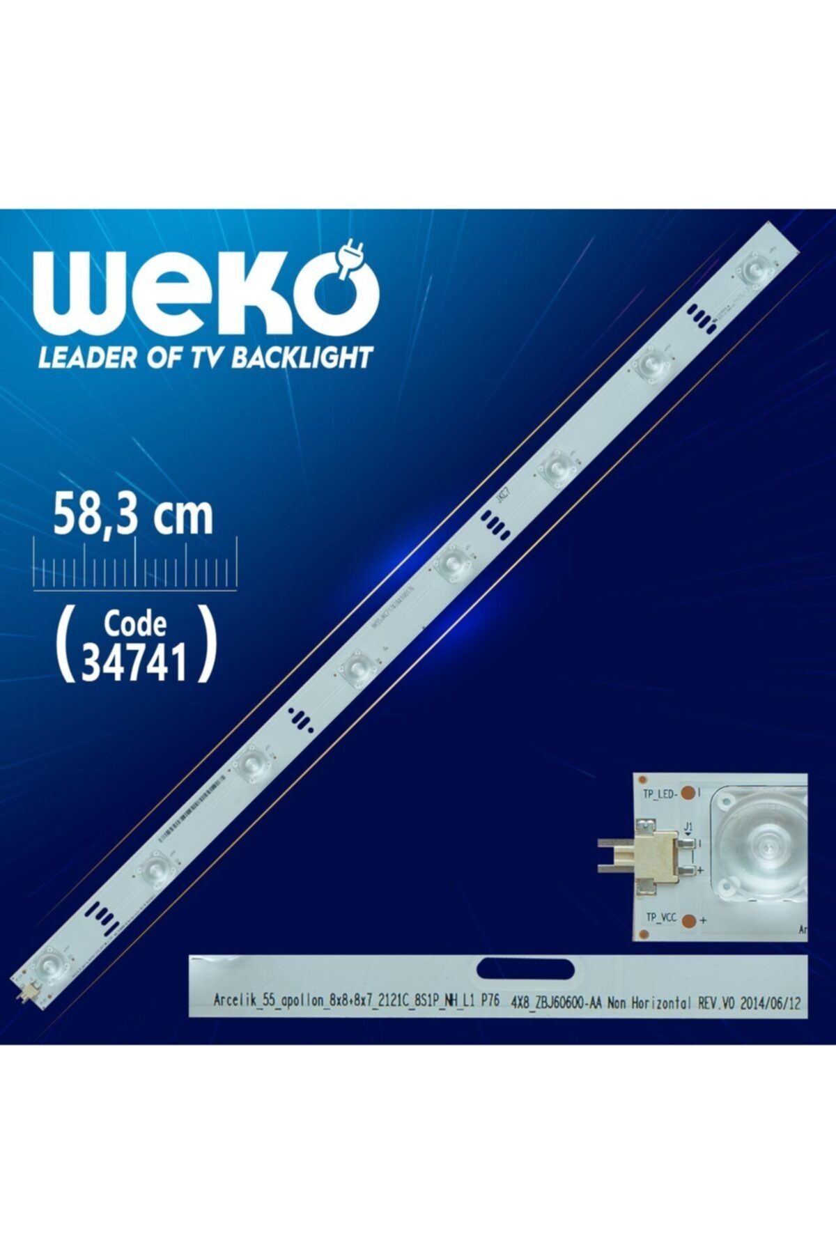 MERTER Arcelik_55_apollon_8x8+8x7_2121c_8s1p_nh_l1 P76 4x8 Zbj60600-aa - 58.3 Cm 8 Ledli - (wk-42)