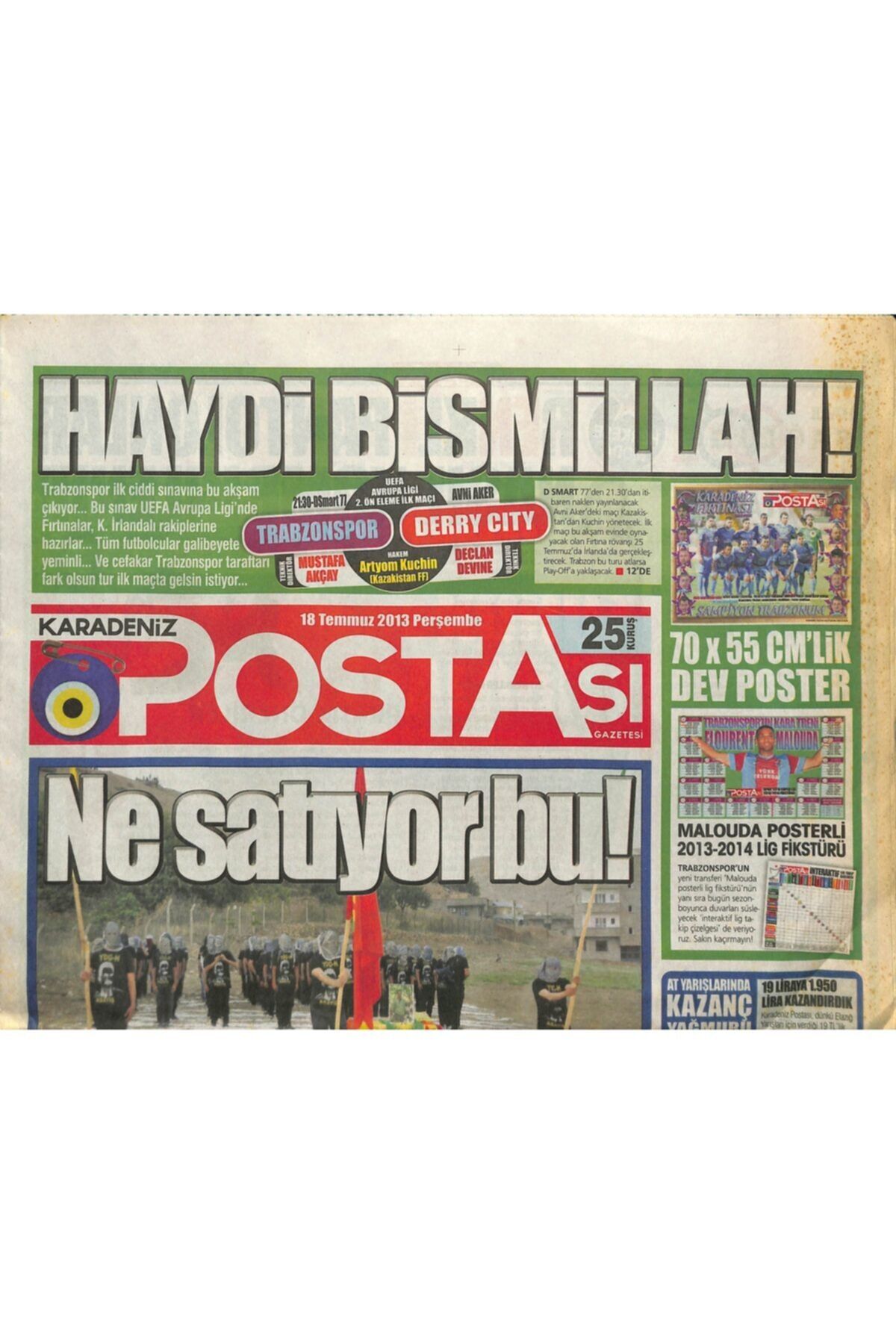 Gökçe Koleksiyon Karadeniz Postası Gazetesi 18 Temmuz 2013 - Uzungöl'de Turizme Teleferik Dopingi